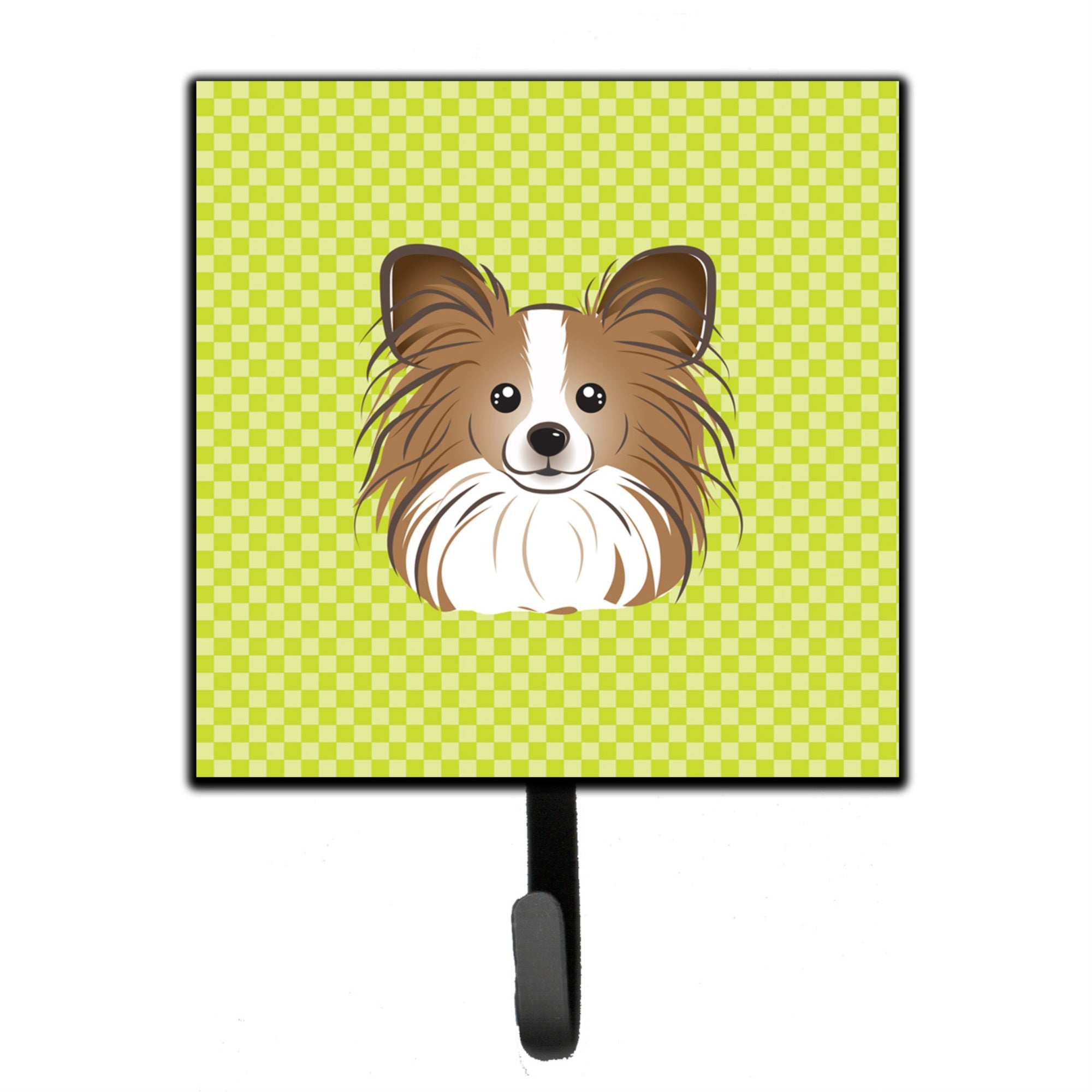 Caroline'S Treasures Bb1310Sh4 Checkerboard Lime Green Papillion Leash Or Key Holder, Small, Multicolor