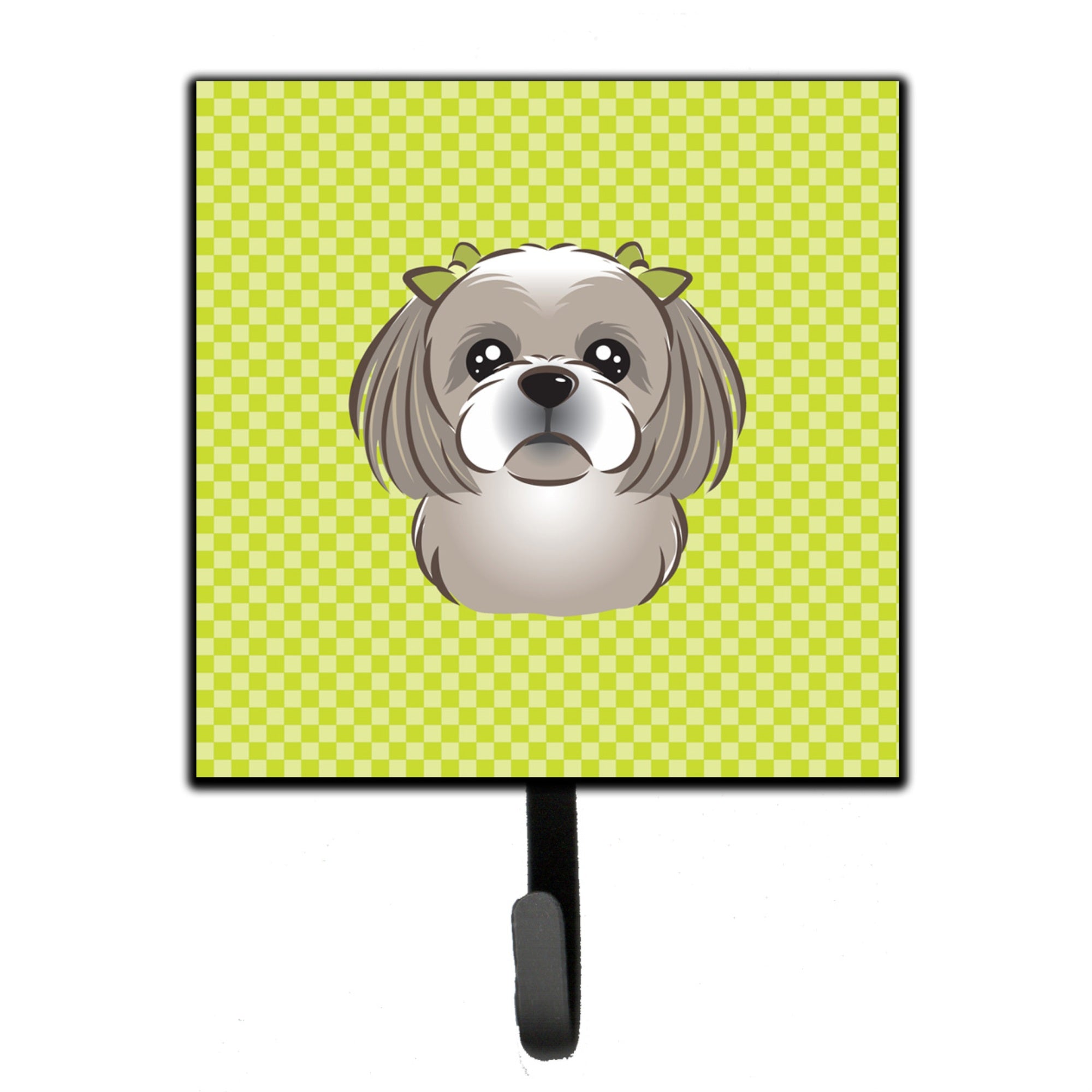 Caroline'S Treasures Bb1312Sh4 Checkerboard Lime Green Gray Silver Shih Tzu Leash Or Key Holder, Small, Multicolor