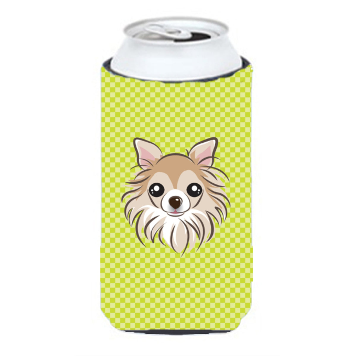Checkerboard Lime Green Chihuahua Tall Boy Beverage Insulator Hugger Bb1313Tbc