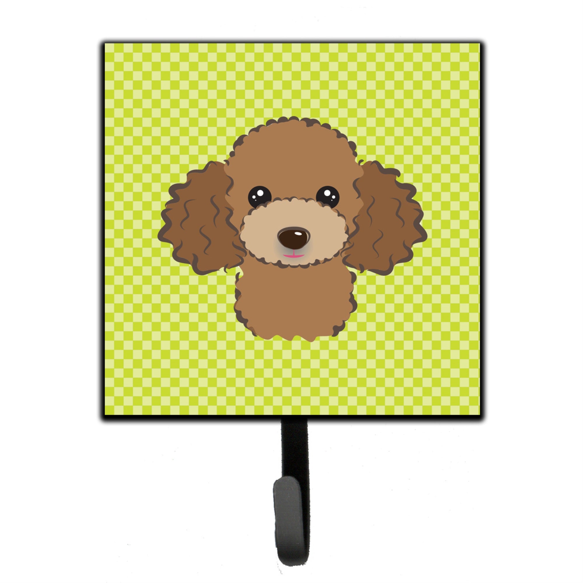Caroline'S Treasures Bb1318Sh4 Checkerboard Lime Green Chocolate Brown Poodle Leash Or Key Holder, Small, Multicolor