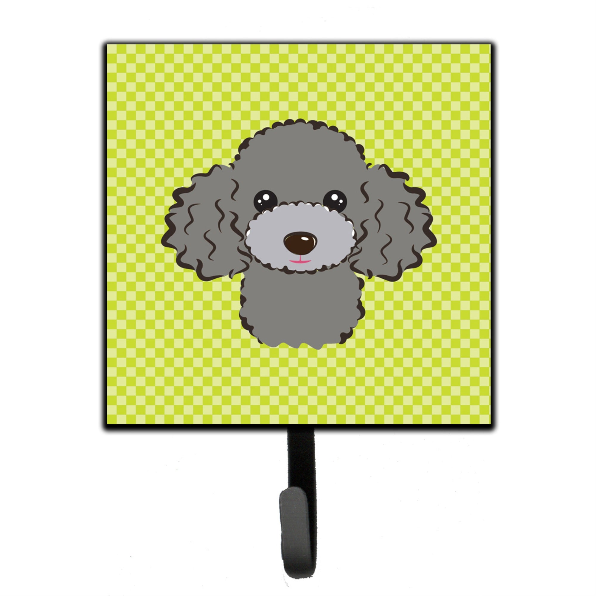 Caroline'S Treasures Bb1321Sh4 Checkerboard Lime Green Silver Gray Poodle Leash Or Key Holder, Small, Multicolor