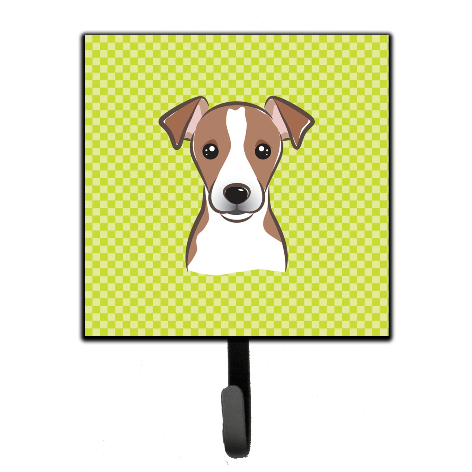 Caroline'S Treasures Bb1322Sh4 Checkerboard Lime Green Jack Russell Terrier Leash Or Key Holder, Small, Multicolor