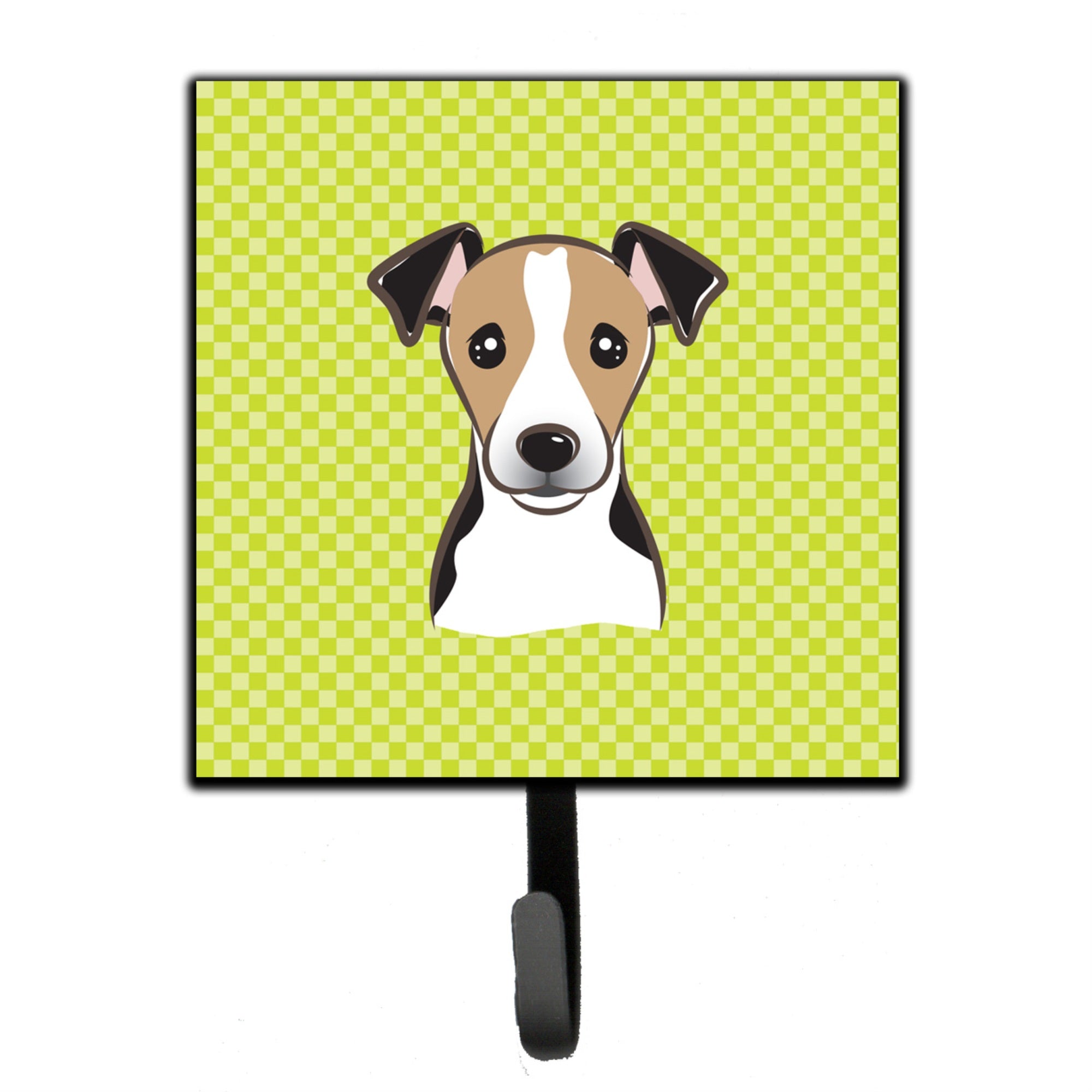 Caroline'S Treasures Bb1323Sh4 Checkerboard Lime Green Jack Russell Terrier Leash Or Key Holder, Small, Multicolor