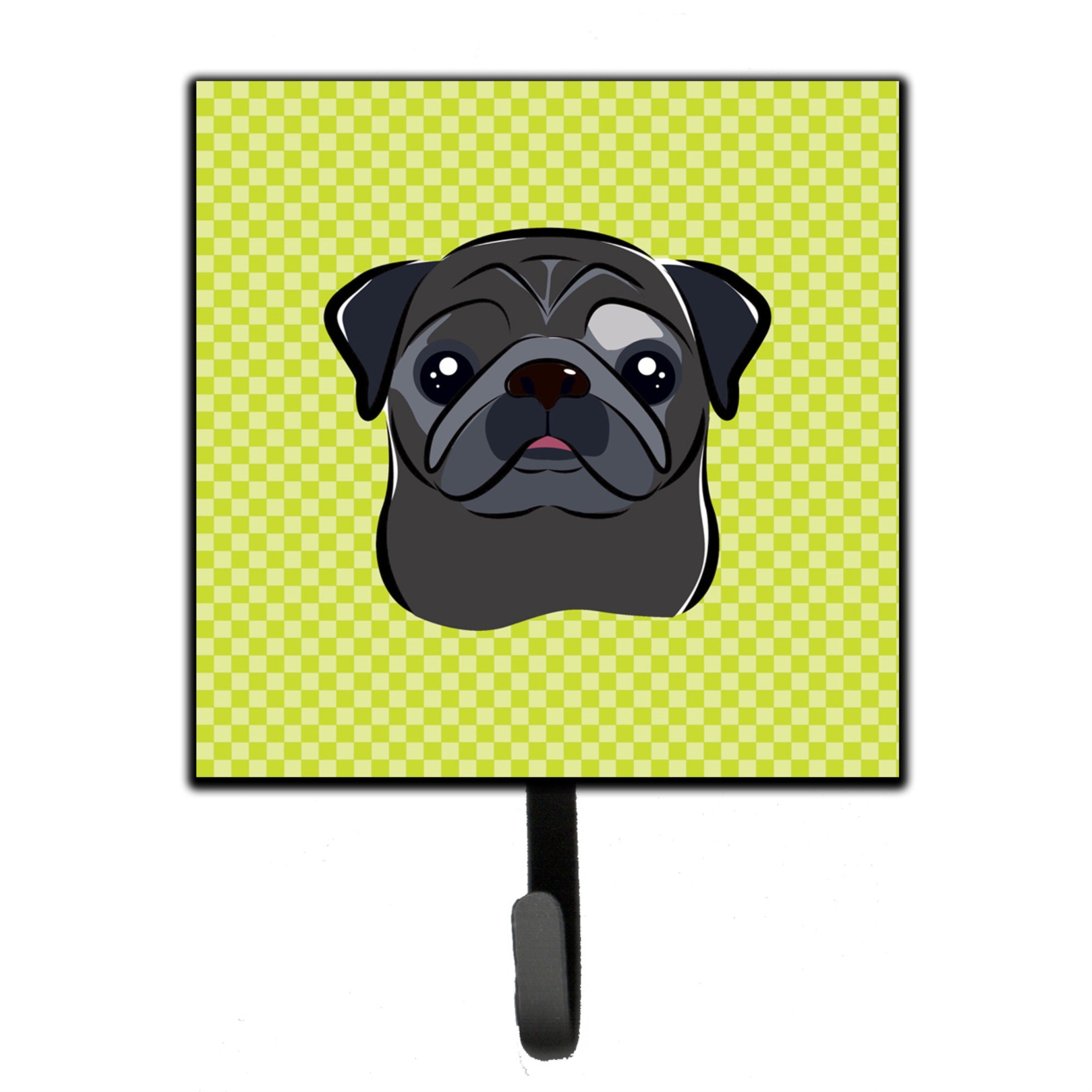 Caroline'S Treasures Bb1325Sh4 Checkerboard Lime Green Black Pug Leash Or Key Holder, Small, Multicolor