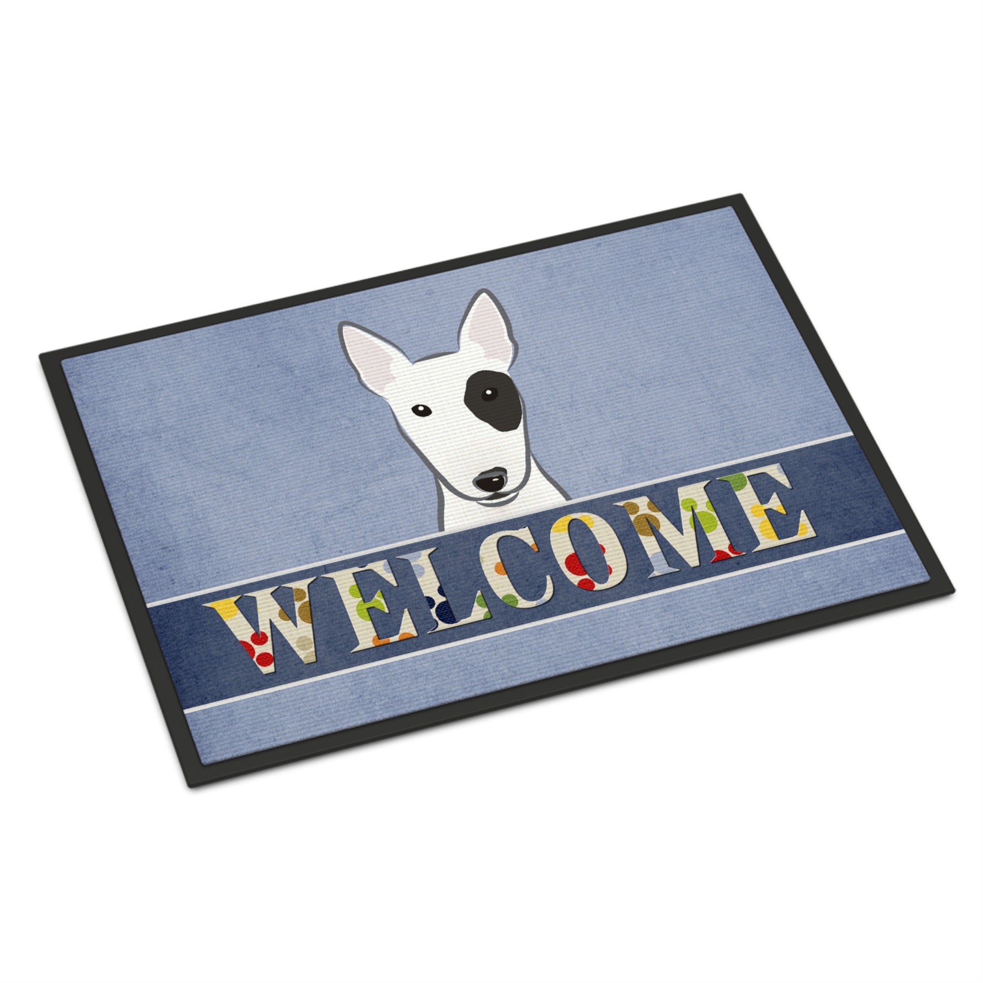 Caroline'S Treasures Bb1395Mat Bull Terrier Welcome Indoor Or Outdoor Mat, 18 X 27, Multicolor