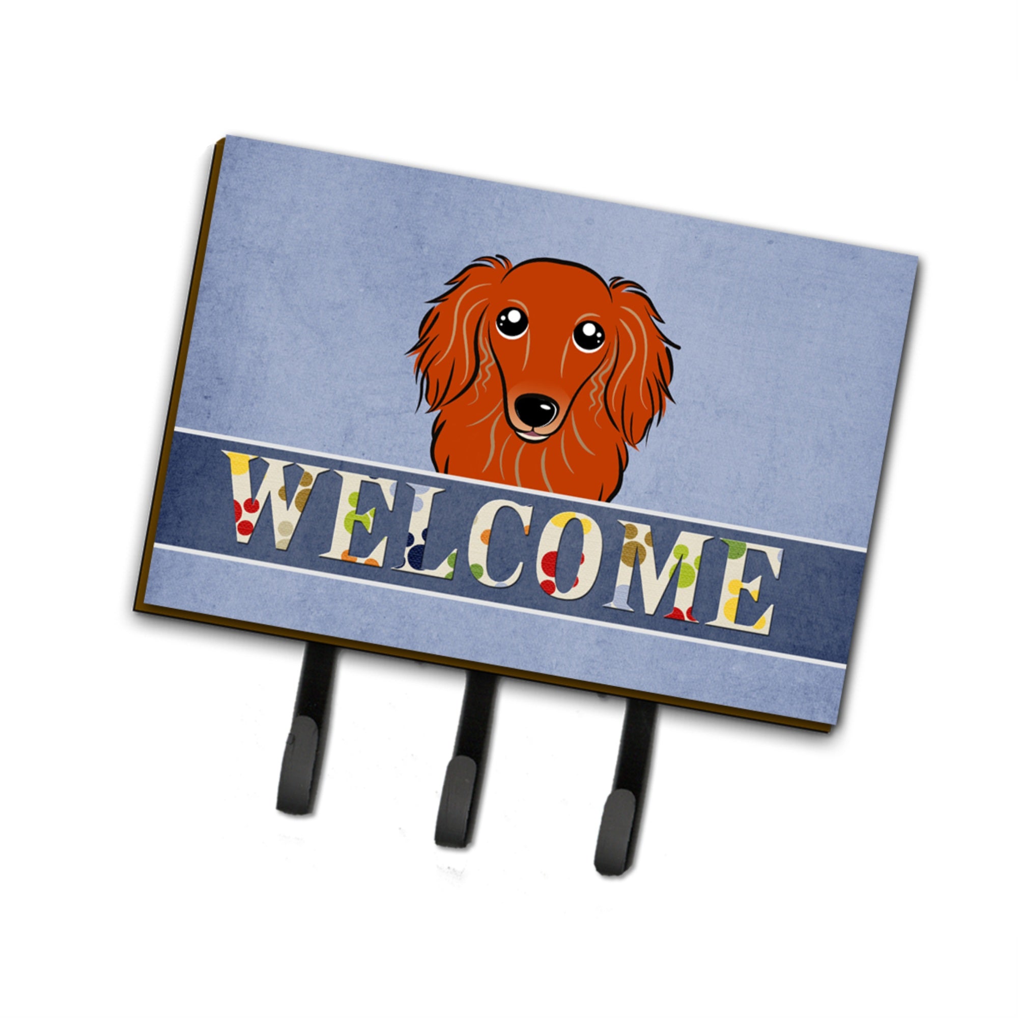 Caroline'S Treasures Bb1400Th68 Longhair Red Dachshund Welcome Leash Or Key Holder, Large, Multicolor