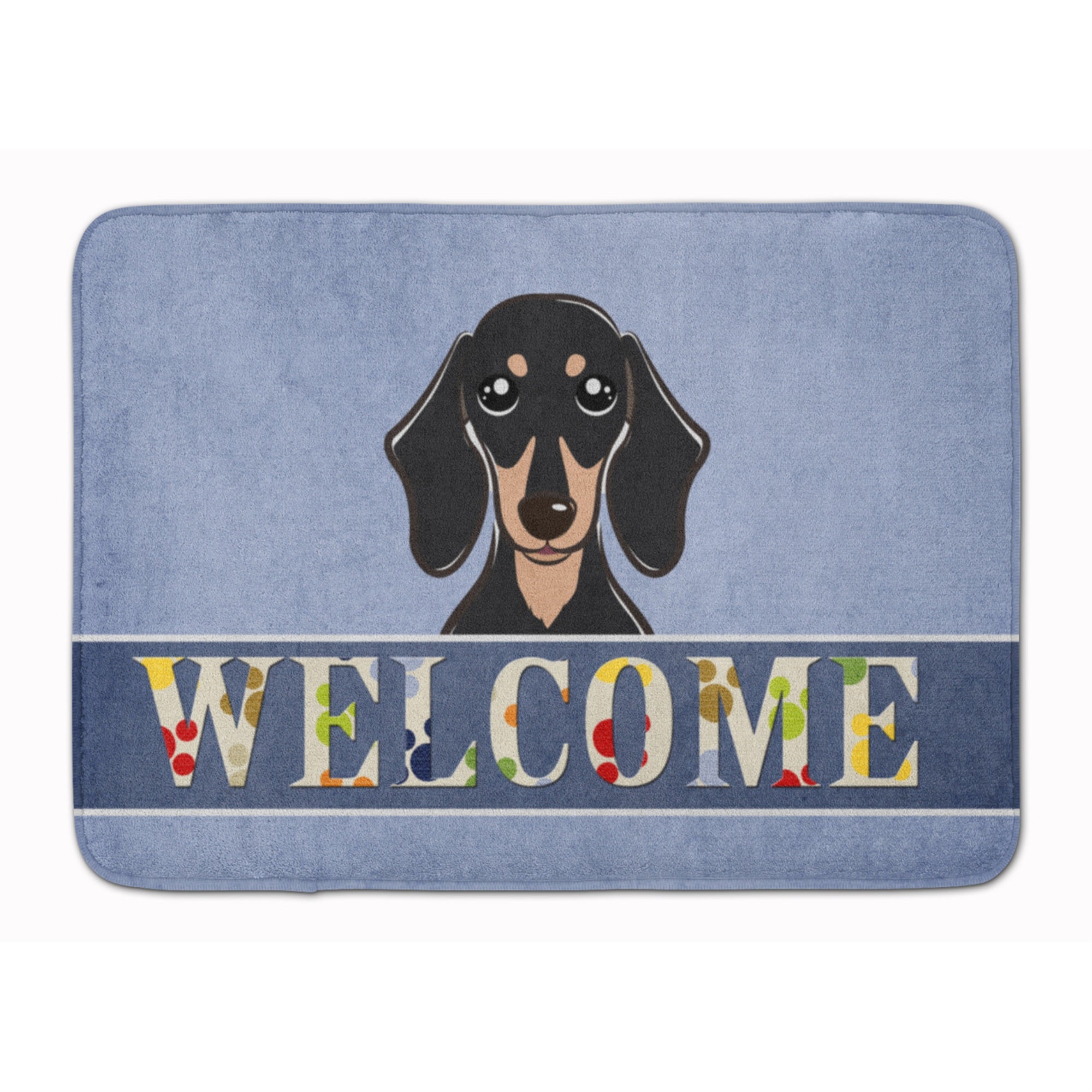 Caroline'S Treasures Smooth Black And Tan Dachshund Welcome Floor Mat, 19 X 27, Multicolor