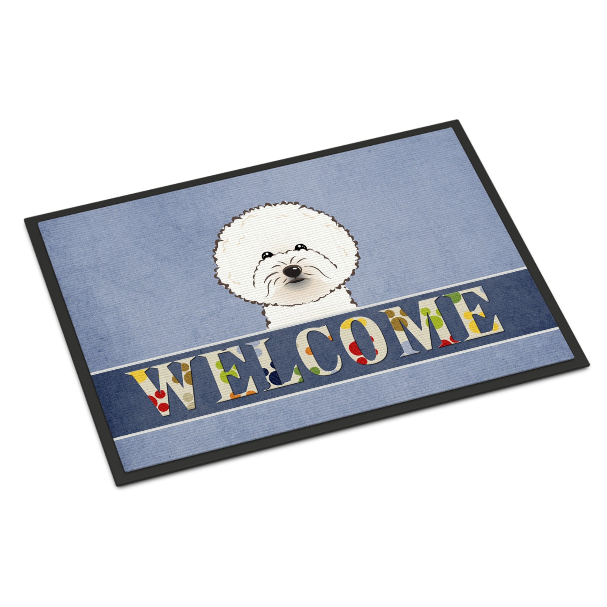 Caroline'S Treasures Bb1403Mat Bichon Frise Welcome Indoor Or Outdoor Mat, 18 X 27, Multicolor