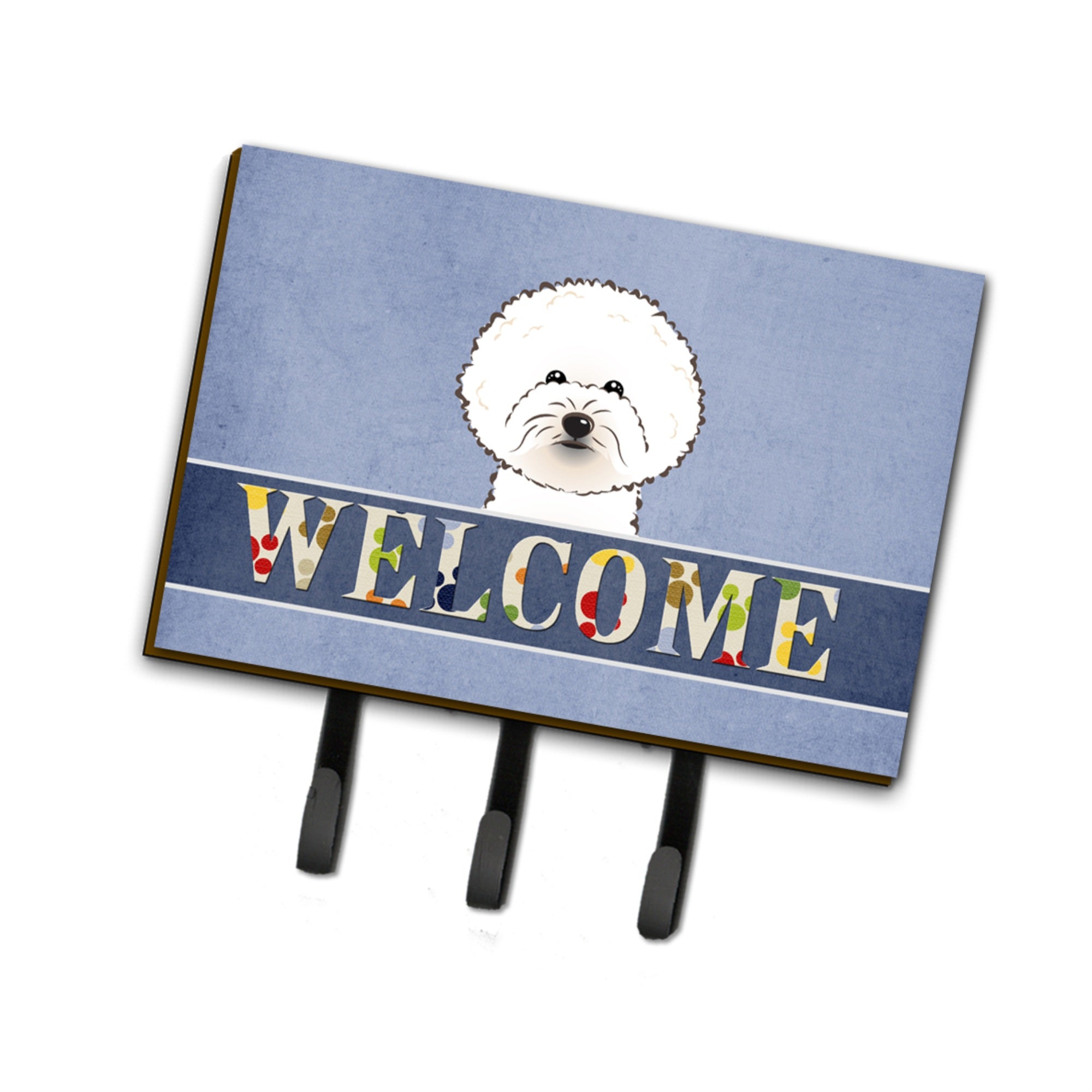 Caroline'S Treasures Bb1403Th68 Bichon Frise Welcome Leash Or Key Holder, Large, Multicolor