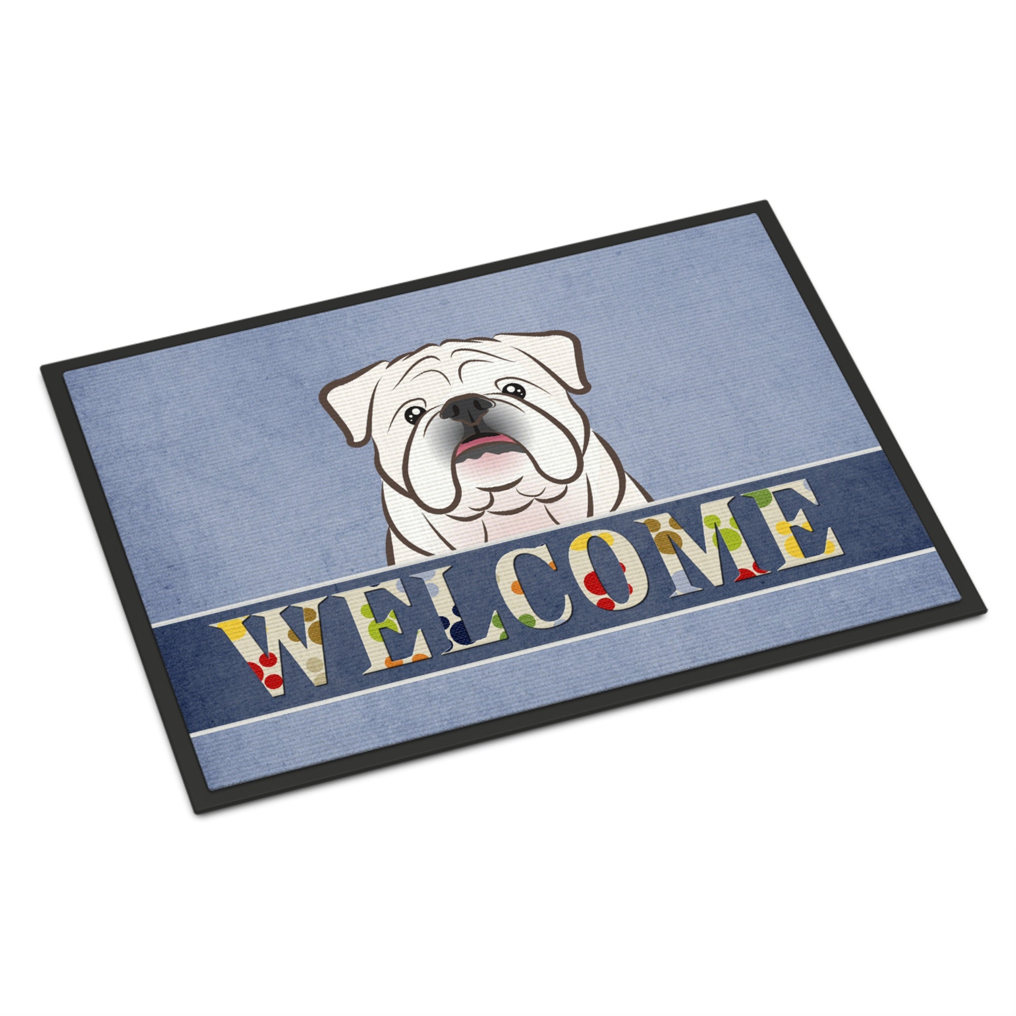 Caroline'S Treasures Bb1406Mat White English Bulldog Welcome Indoor Or Outdoor Mat, 18 X 27, Multicolor