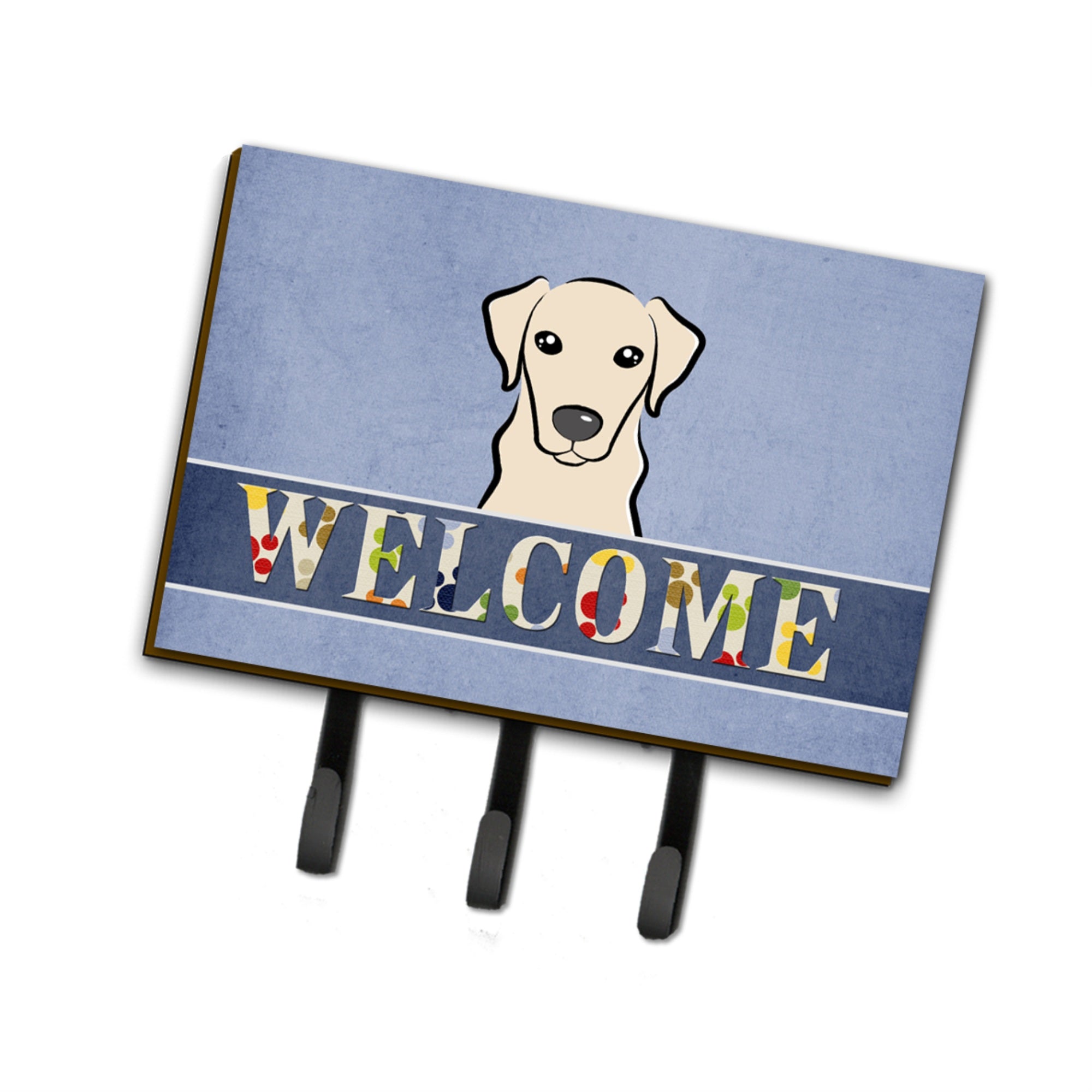 Caroline'S Treasures Bb1408Th68 Yellow Labrador Welcome Leash Or Key Holder, Large, Multicolor