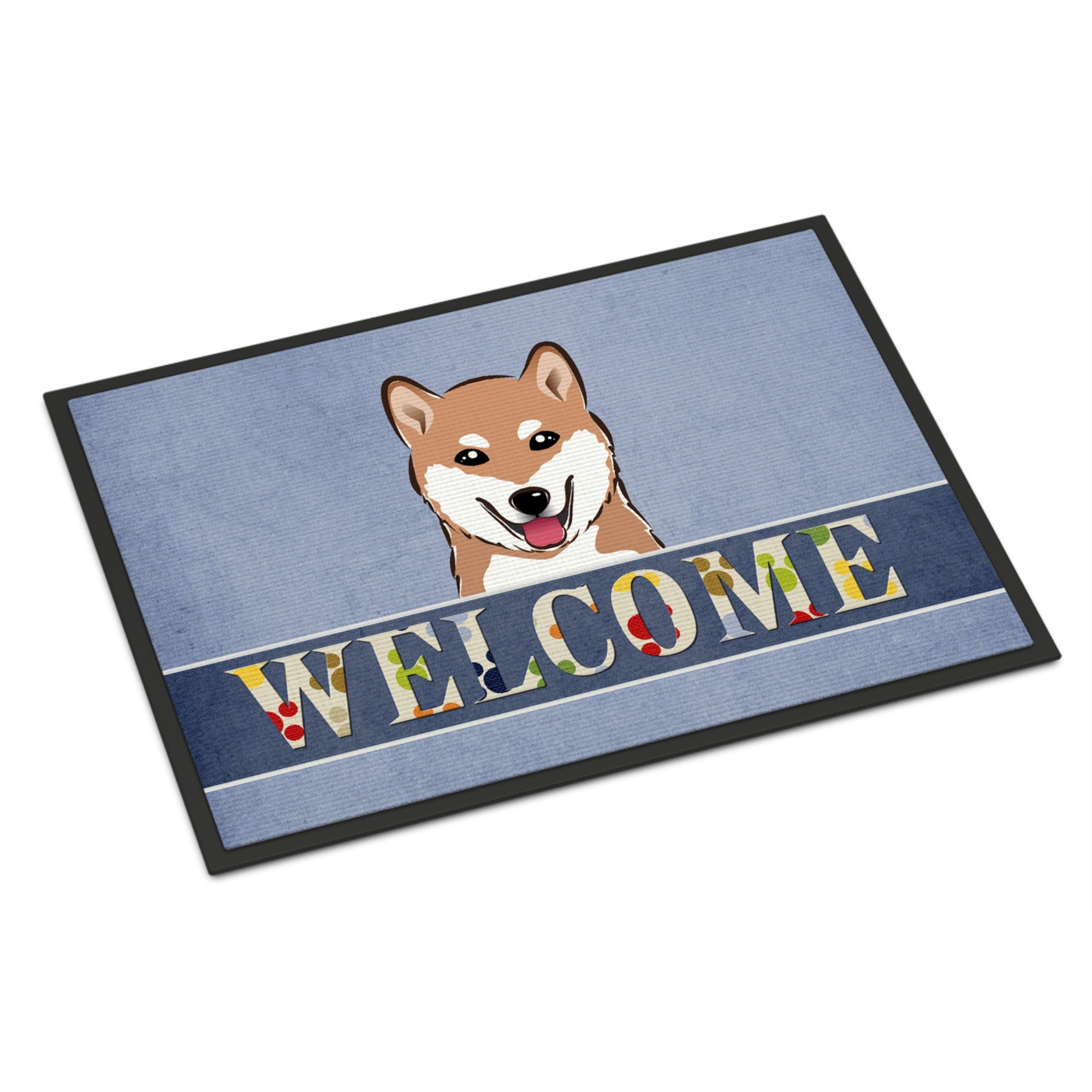 Caroline'S Treasures Bb1411Mat Shiba Inu Welcome Indoor Or Outdoor Mat, 18 X 27, Multicolor