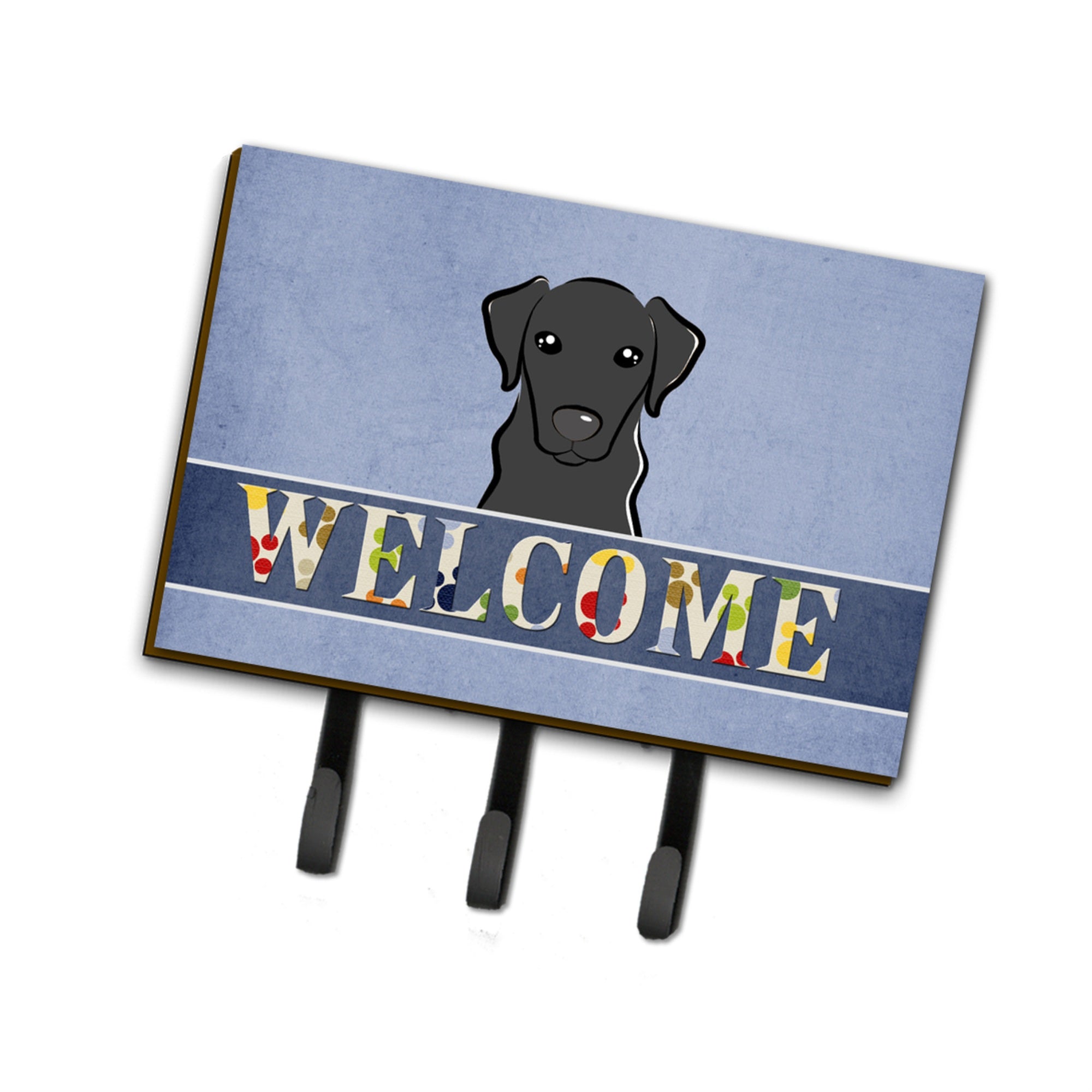 Caroline'S Treasures Bb1421Th68 Black Labrador Welcome Leash Or Key Holder, Large, Multicolor