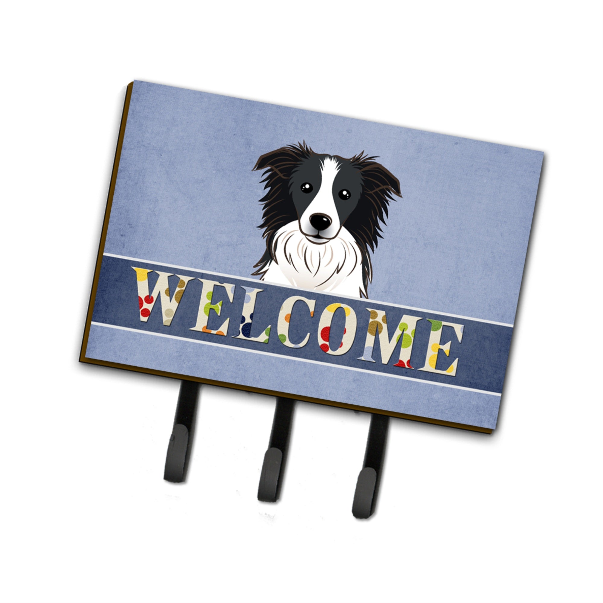 Caroline'S Treasures Bb1427Th68 Border Collie Welcome Leash Or Key Holder, Large, Multicolor