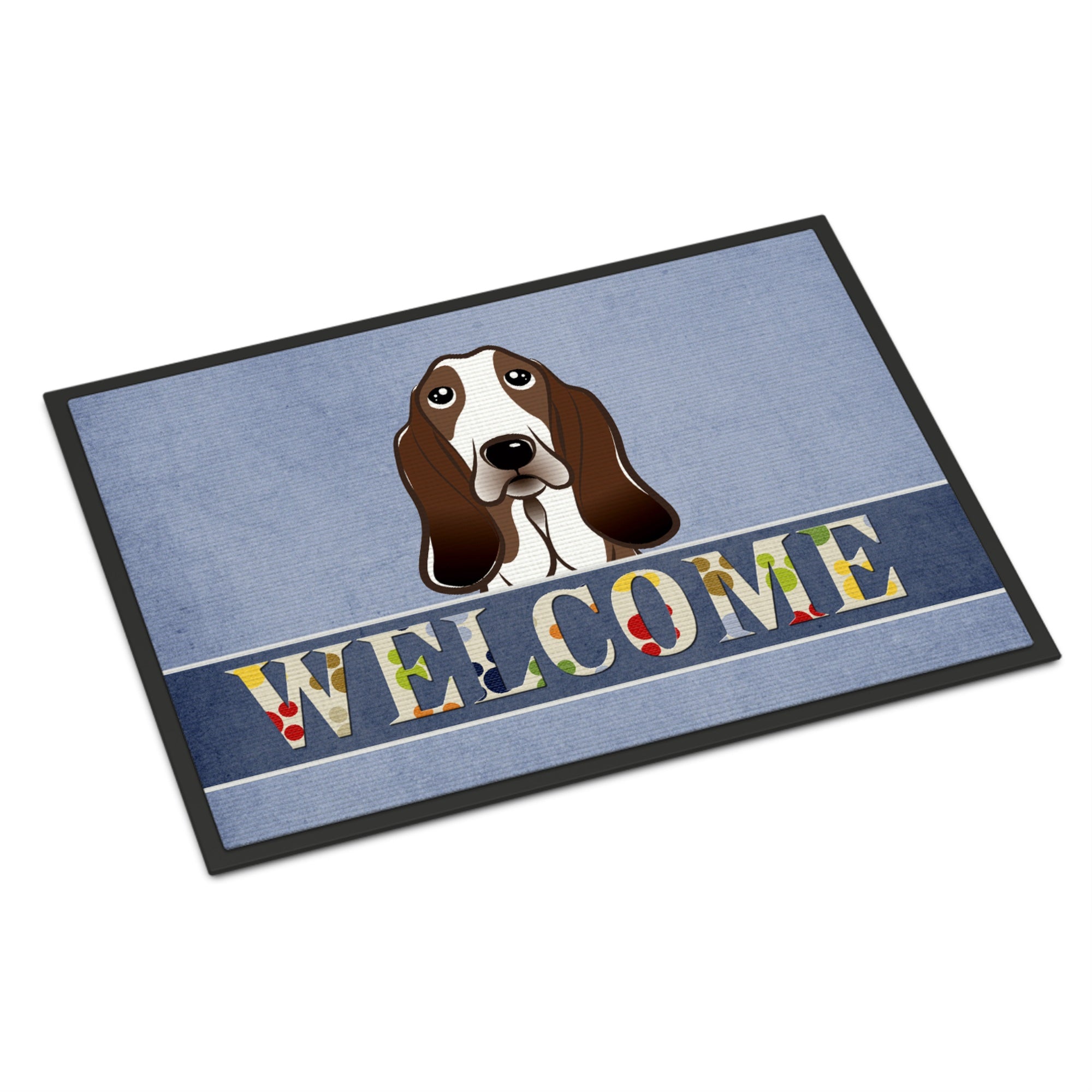 Caroline'S Treasures Bb1429Mat Basset Hound Welcome Indoor Or Outdoor Mat, 18 X 27, Multicolor
