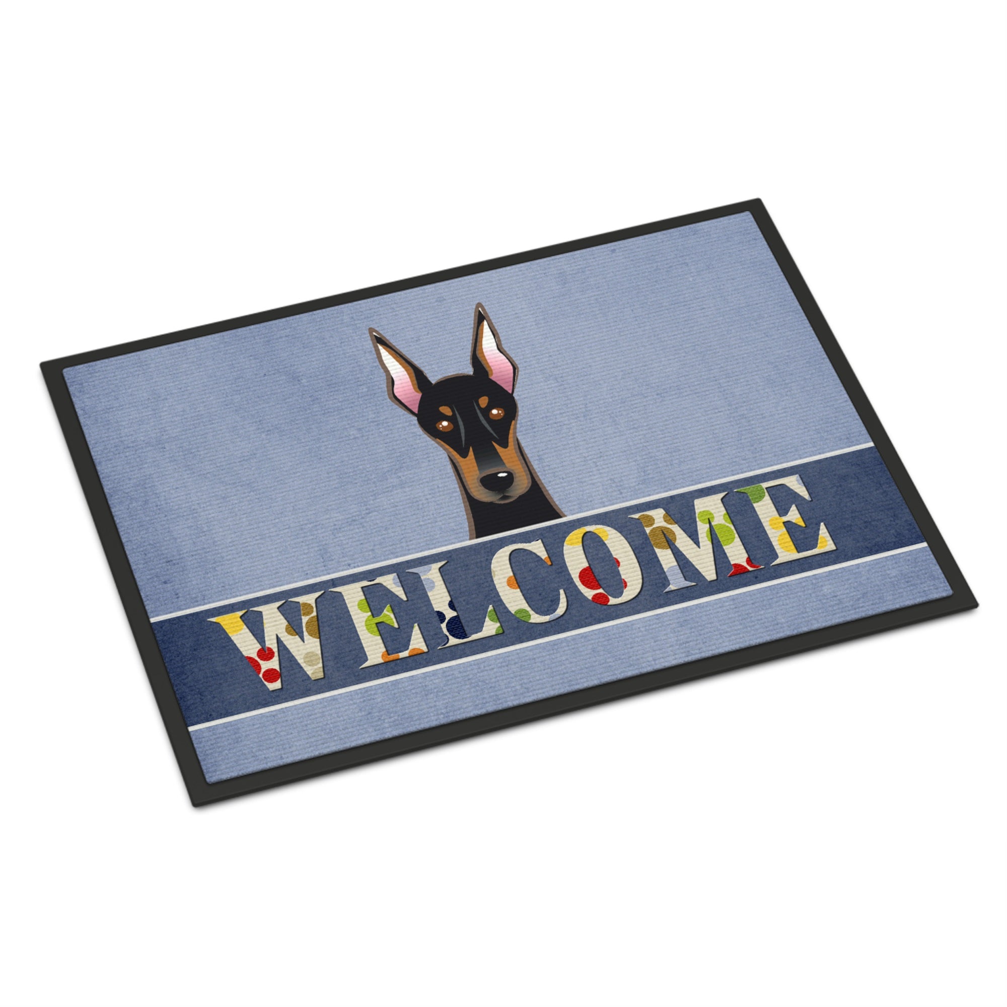 Caroline'S Treasures Bb1431Mat Doberman Welcome Indoor Or Outdoor Mat, 18 X 27, Multicolor
