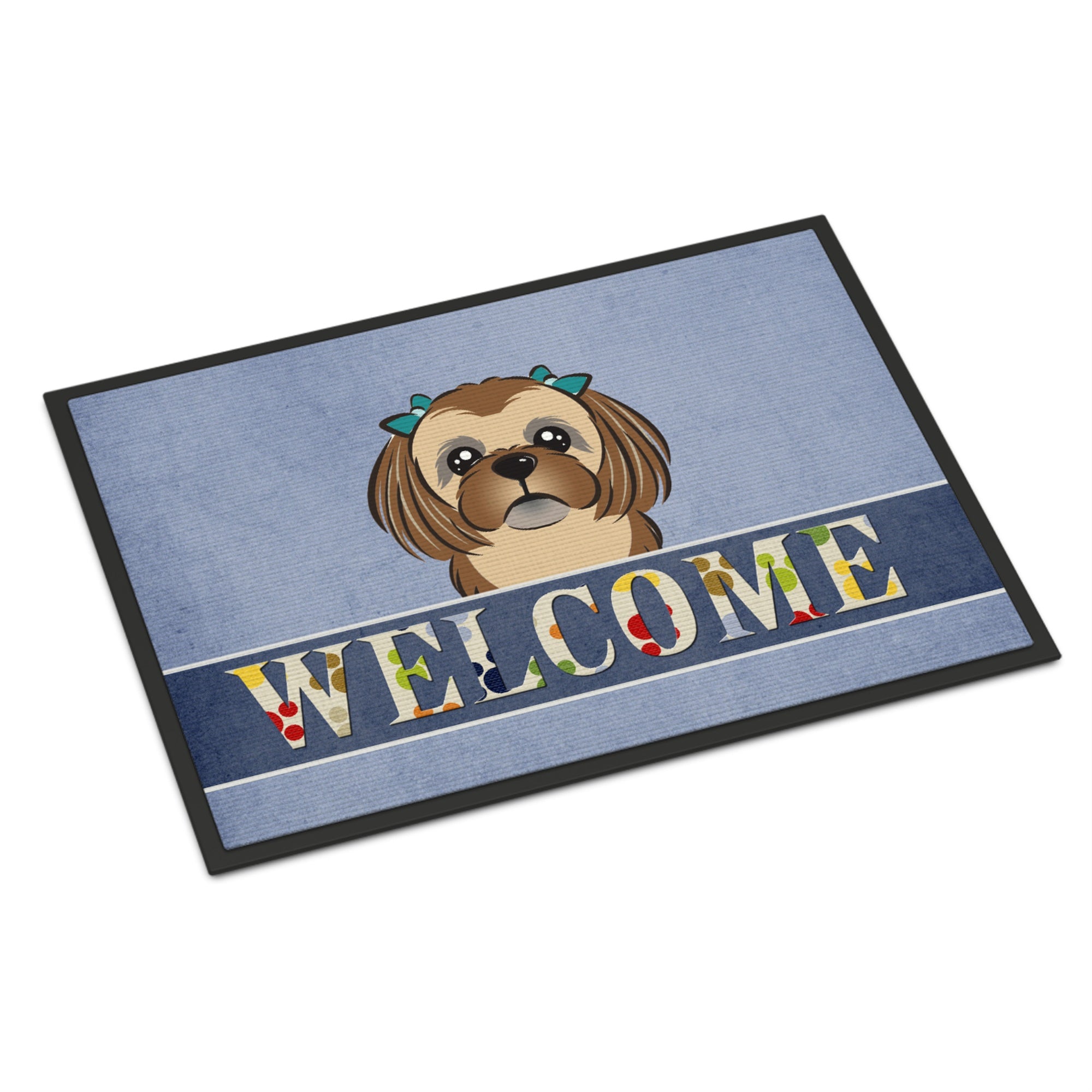 Caroline'S Treasures Bb1435Jmat Chocolate Brown Shih Tzu Welcome Indoor Or Outdoor Mat, 24 X 36, Multicolor