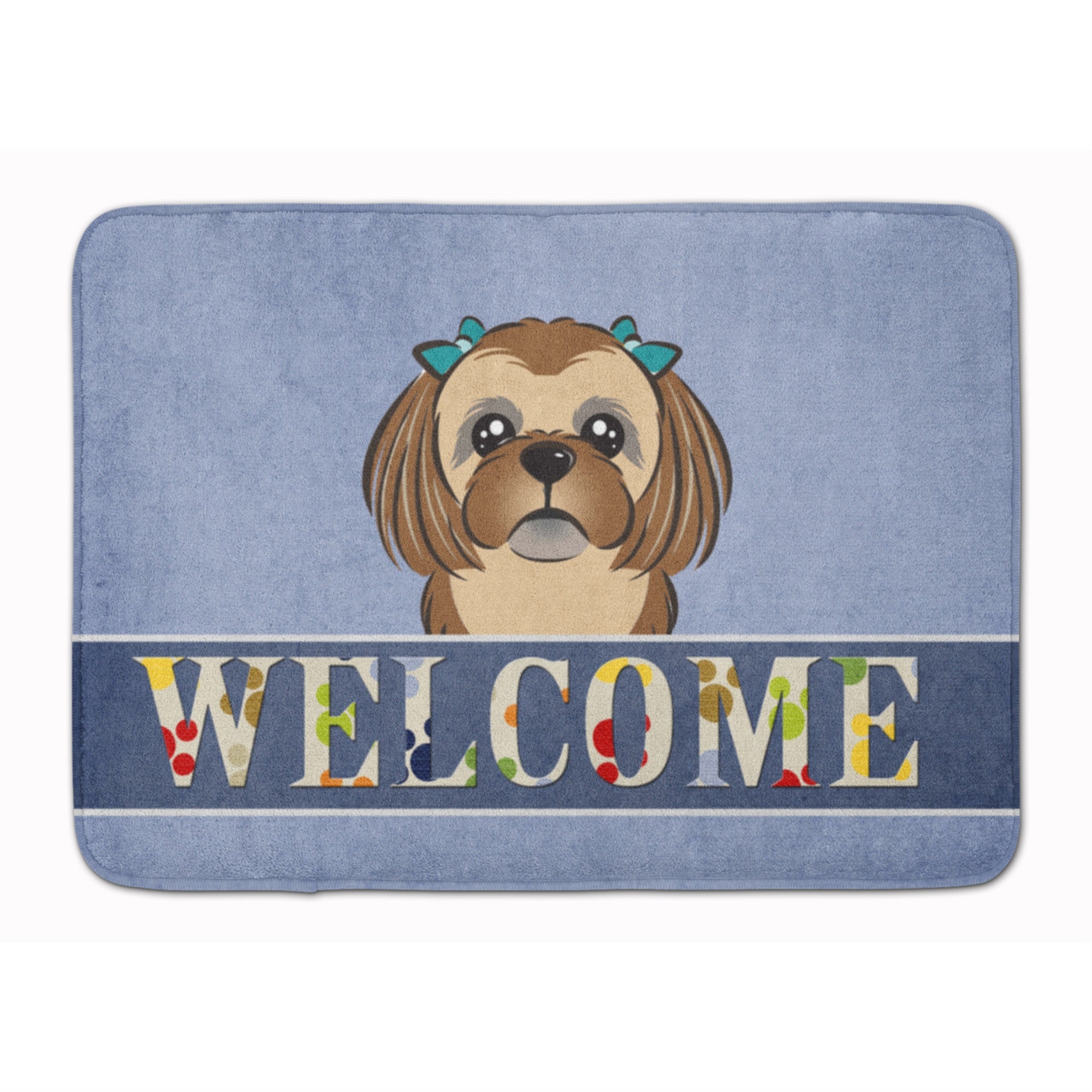 Caroline'S Treasures Chocolate Brown Shih Tzu Welcome Floor Mat, 19 X 27, Multicolor
