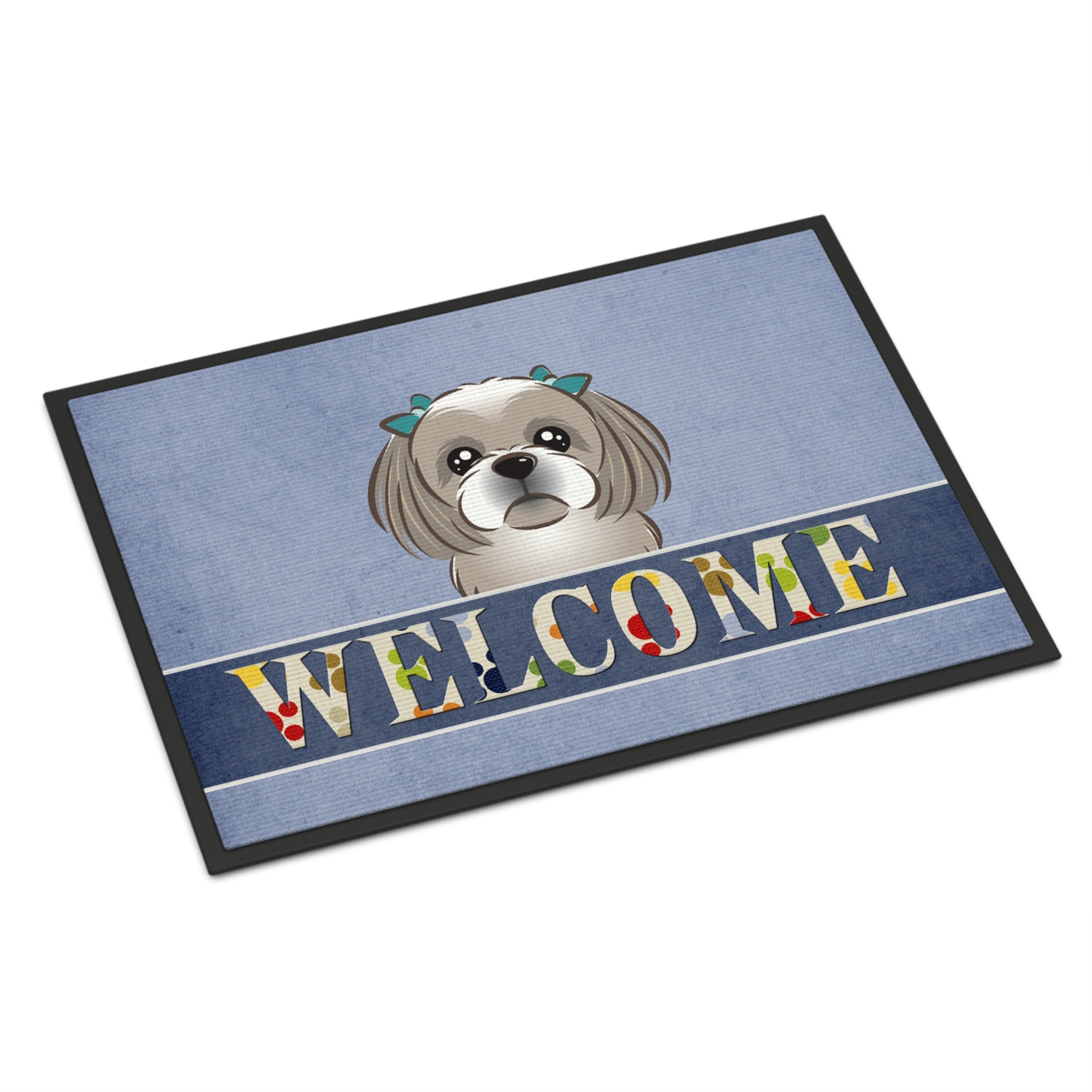 Caroline'S Treasures Bb1436Jmat Gray Silver Shih Tzu Welcome Indoor Or Outdoor Mat, 24 X 36, Multicolor