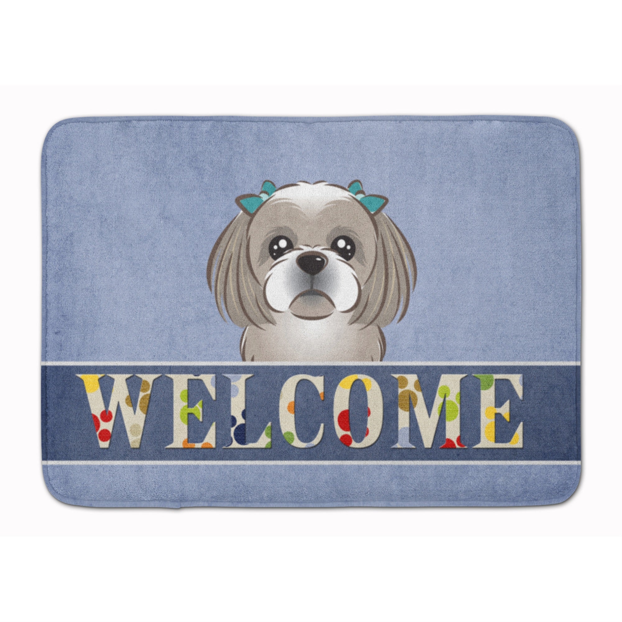 Caroline'S Treasures Gray Silver Shih Tzu Welcome Floor Mat, 19 X 27, Multicolor