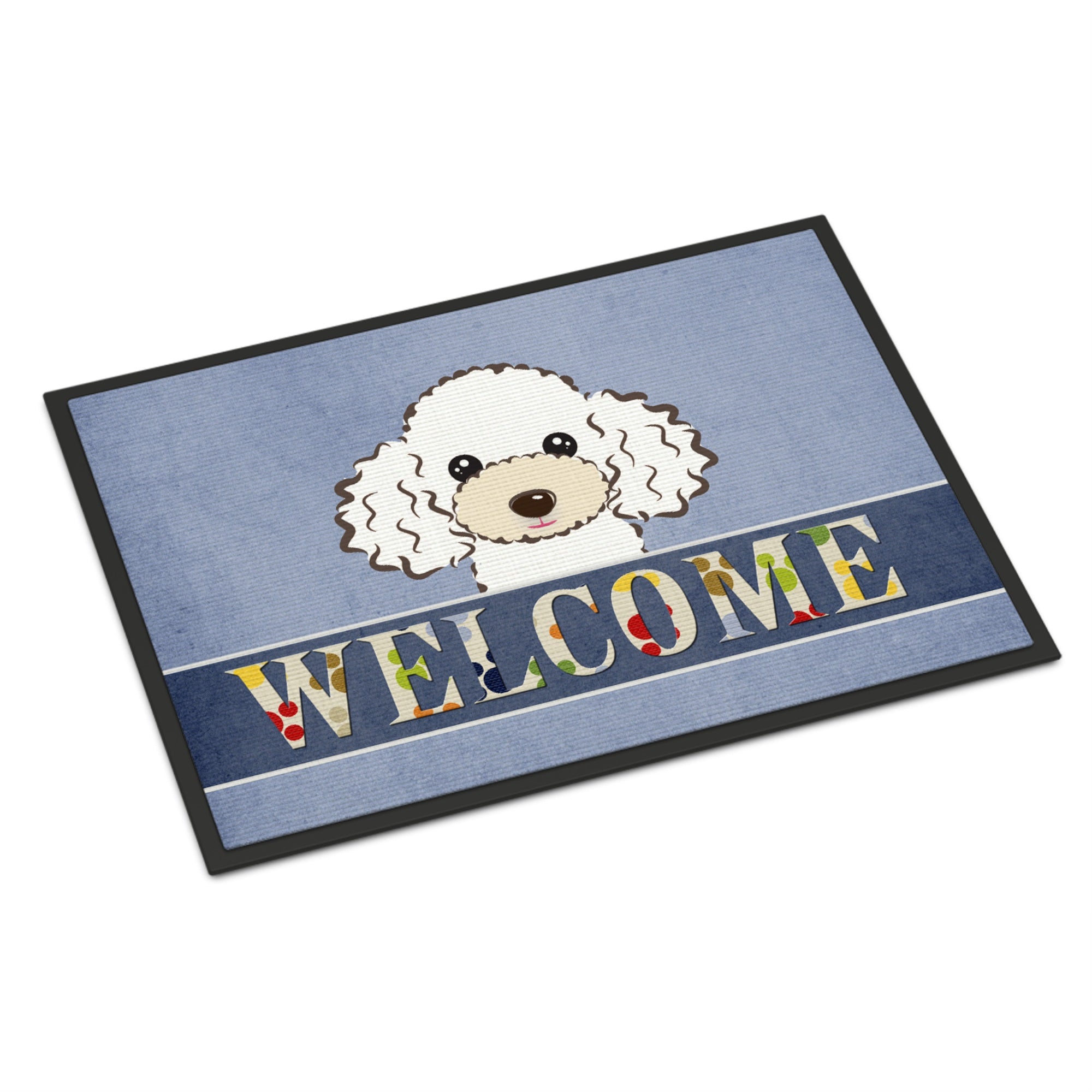 Caroline'S Treasures Bb1443Mat White Poodle Welcome Indoor Or Outdoor Mat, 18 X 27, Multicolor
