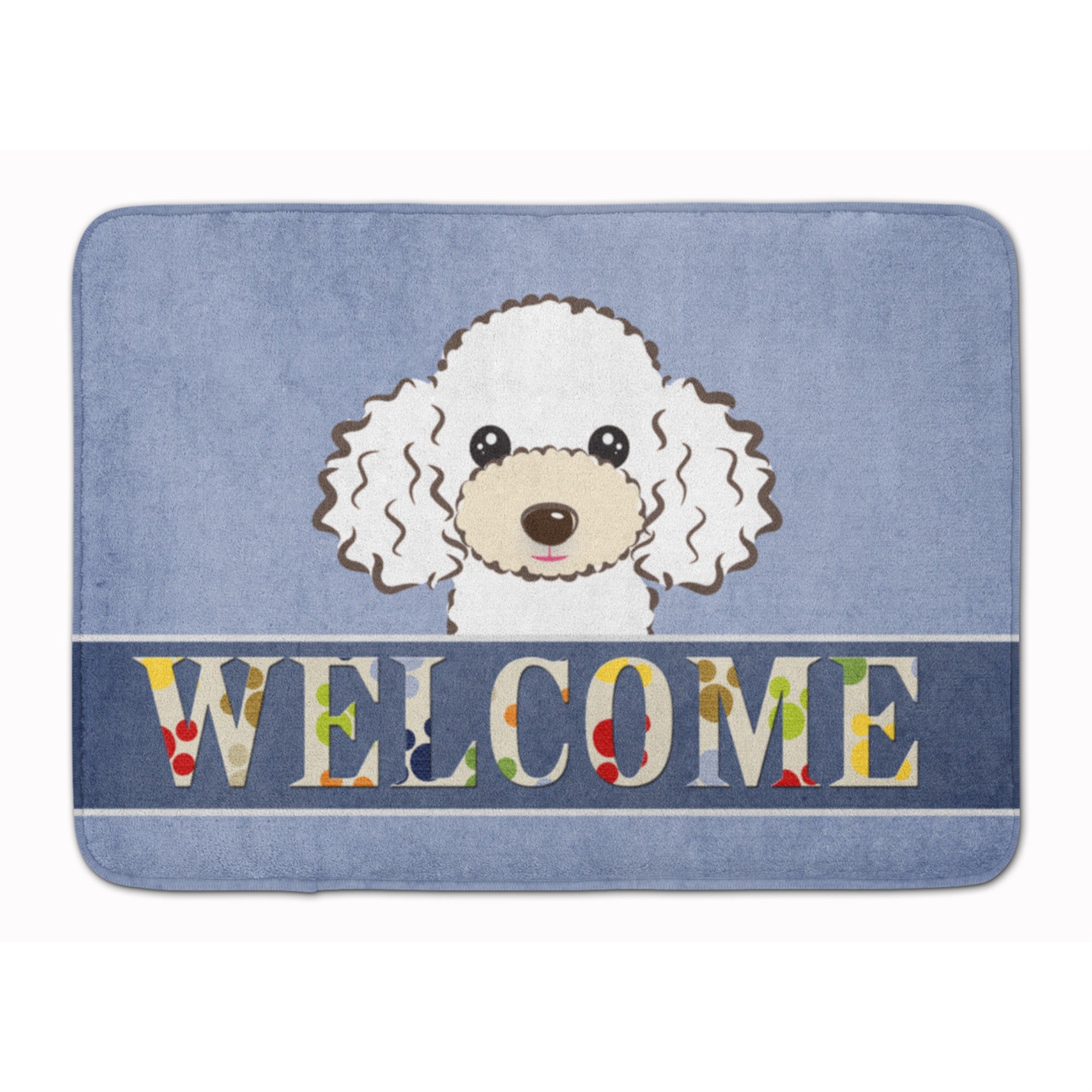 Caroline'S Treasures White Poodle Welcome Floor Mat, 19 X 27, Multicolor