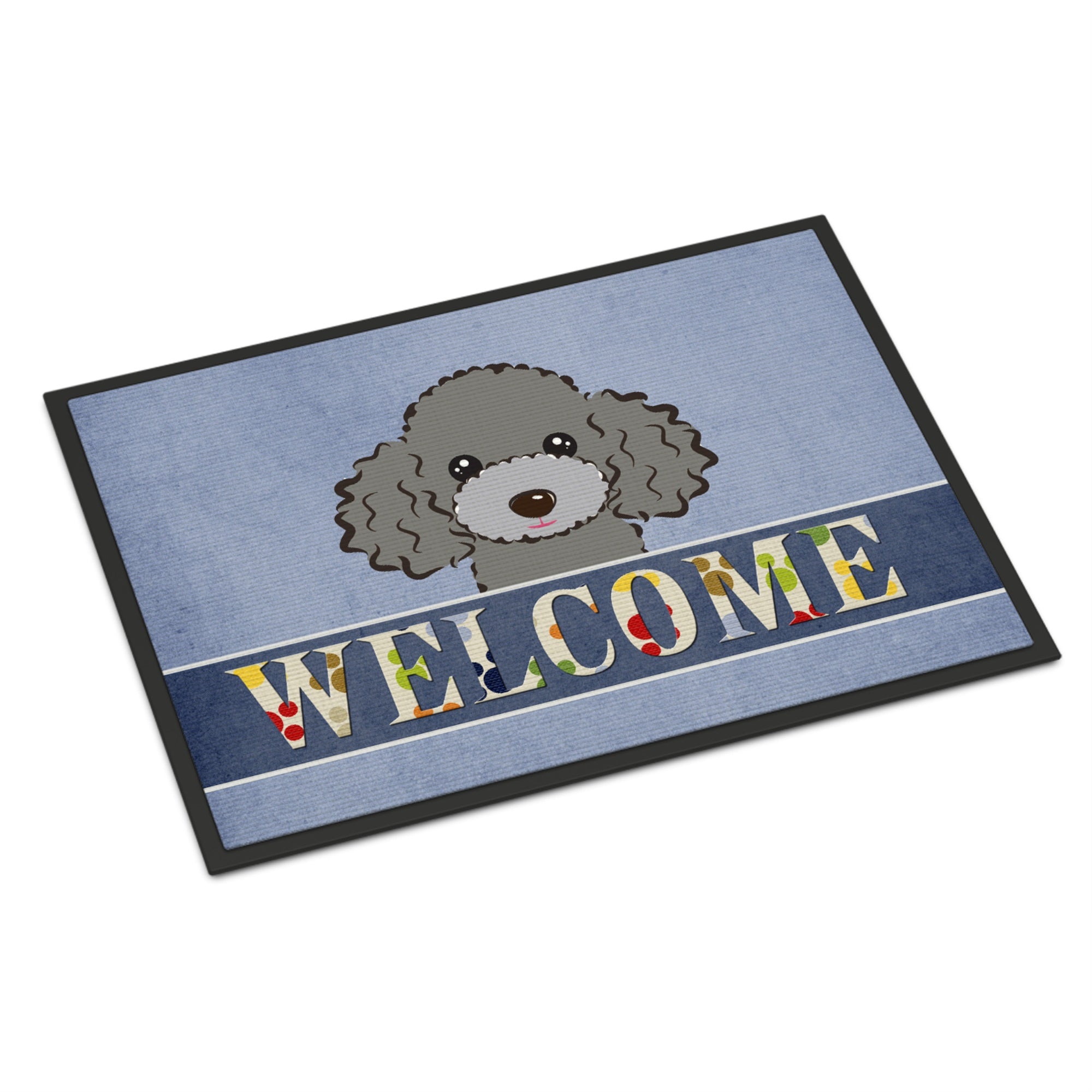 Caroline'S Treasures Bb1445Jmat Silver Gray Poodle Welcome Indoor Or Outdoor Mat, 24 X 36, Multicolor