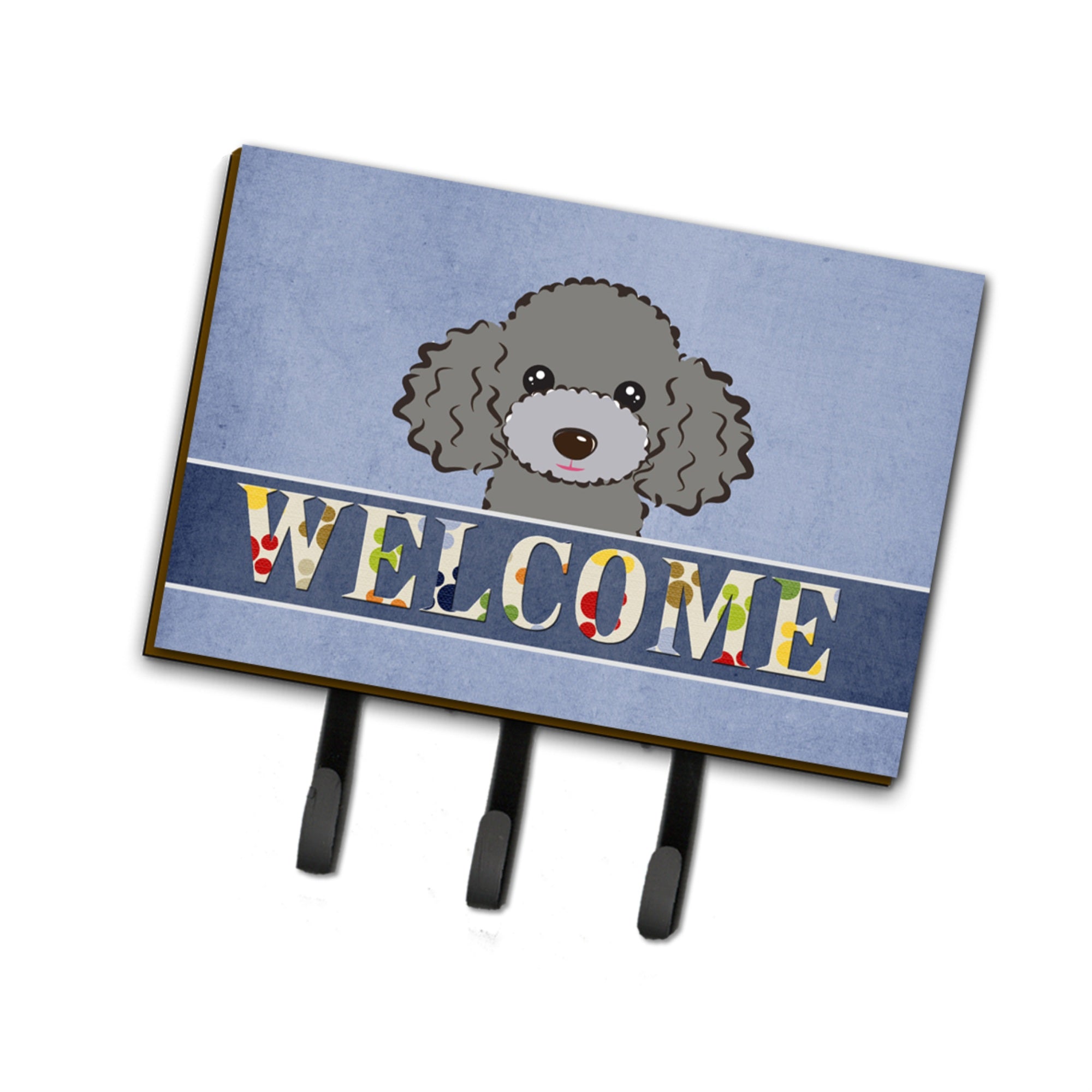 Caroline'S Treasures Bb1445Th68 Silver Gray Poodle Welcome Leash Or Key Holder, Large, Multicolor