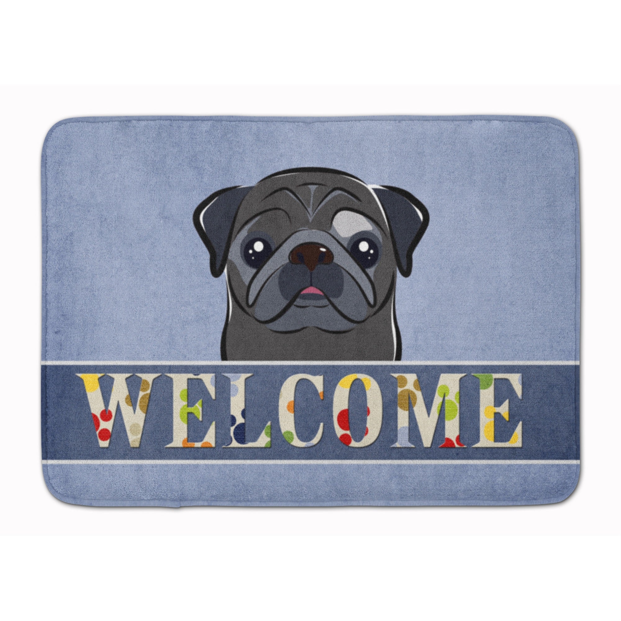 Caroline'S Treasures Black Pug Welcome Floor Mat, 19 X 27, Multicolor