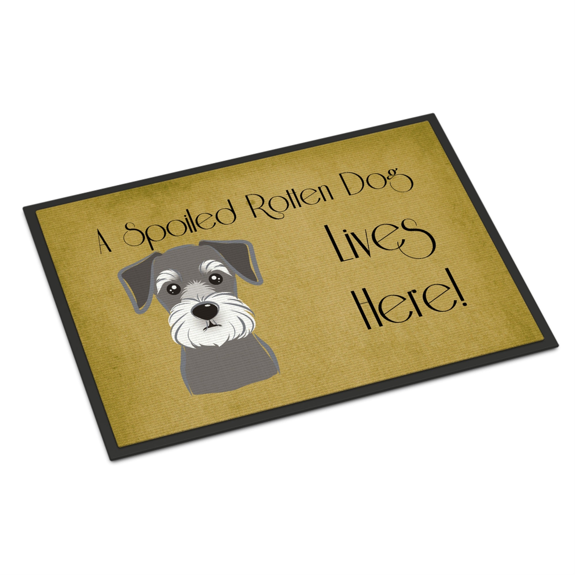 Caroline'S Treasures Bb1454Mat Schnauzer Spoiled Dog Lives Here Indoor Or Outdoor Mat, 18 X 27, Multicolor