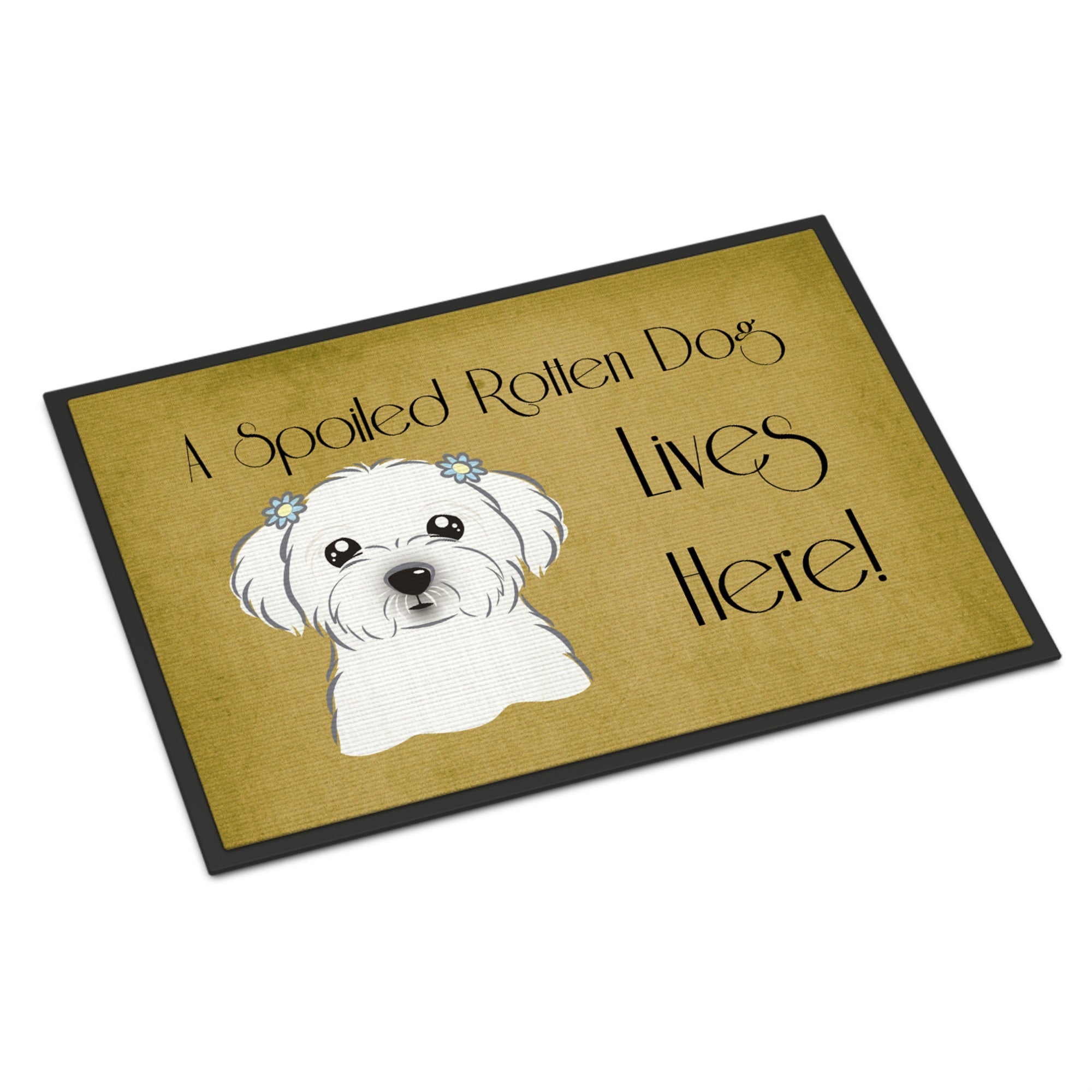 Caroline'S Treasures Bb1456Mat Maltese Spoiled Dog Lives Here Indoor Or Outdoor Mat, 18 X 27, Multicolor