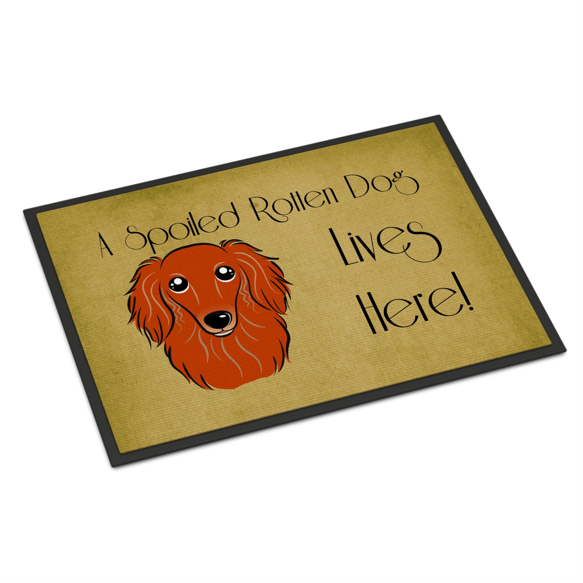 Caroline'S Treasures Bb1462Jmat Longhair Red Dachshund Spoiled Dog Lives Here Indoor Or Outdoor Mat, 24 X 36, Multicolor