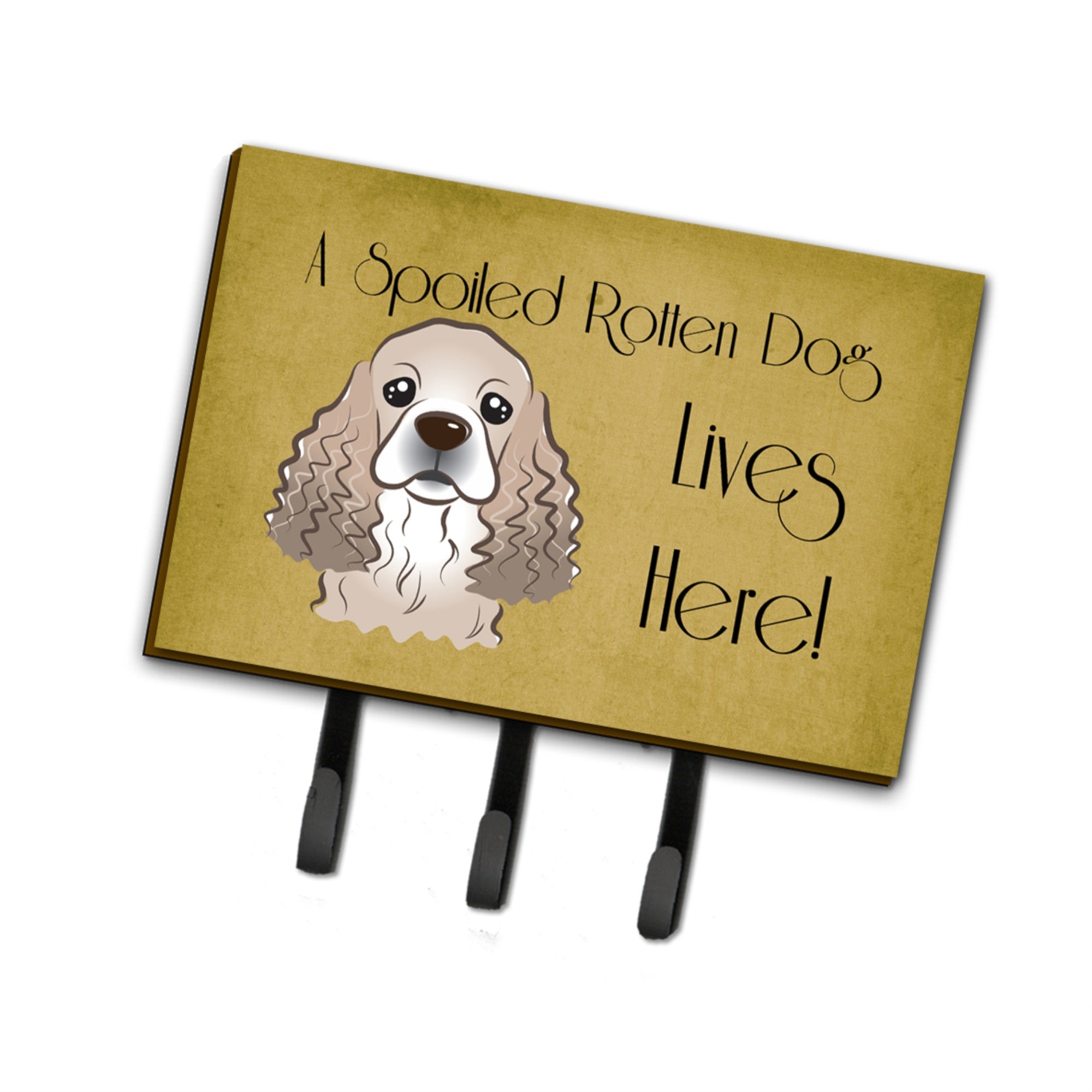Caroline'S Treasures Bb1464Th68 Cocker Spaniel Spoiled Dog Lives Here Leash Or Key Holder, Large, Multicolor