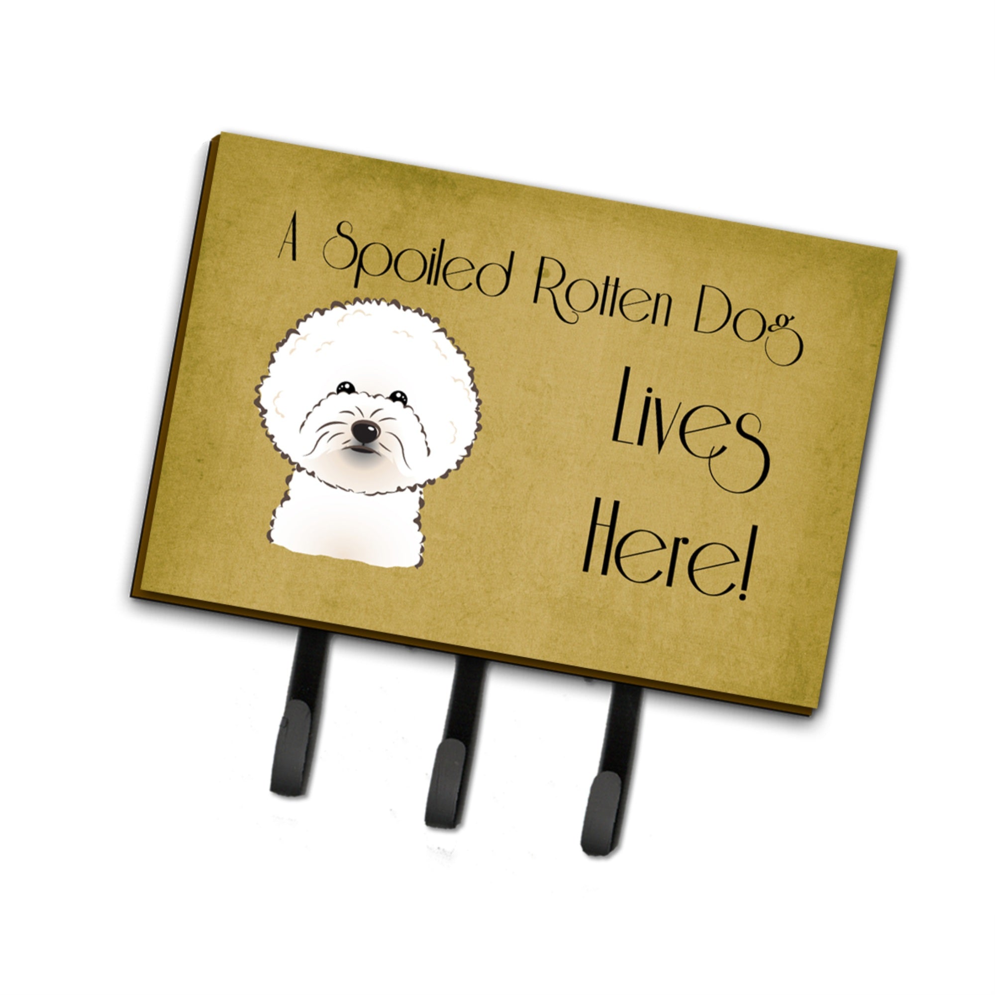 Caroline'S Treasures Bb1465Th68 Bichon Frise Spoiled Dog Lives Here Leash Or Key Holder, Large, Multicolor