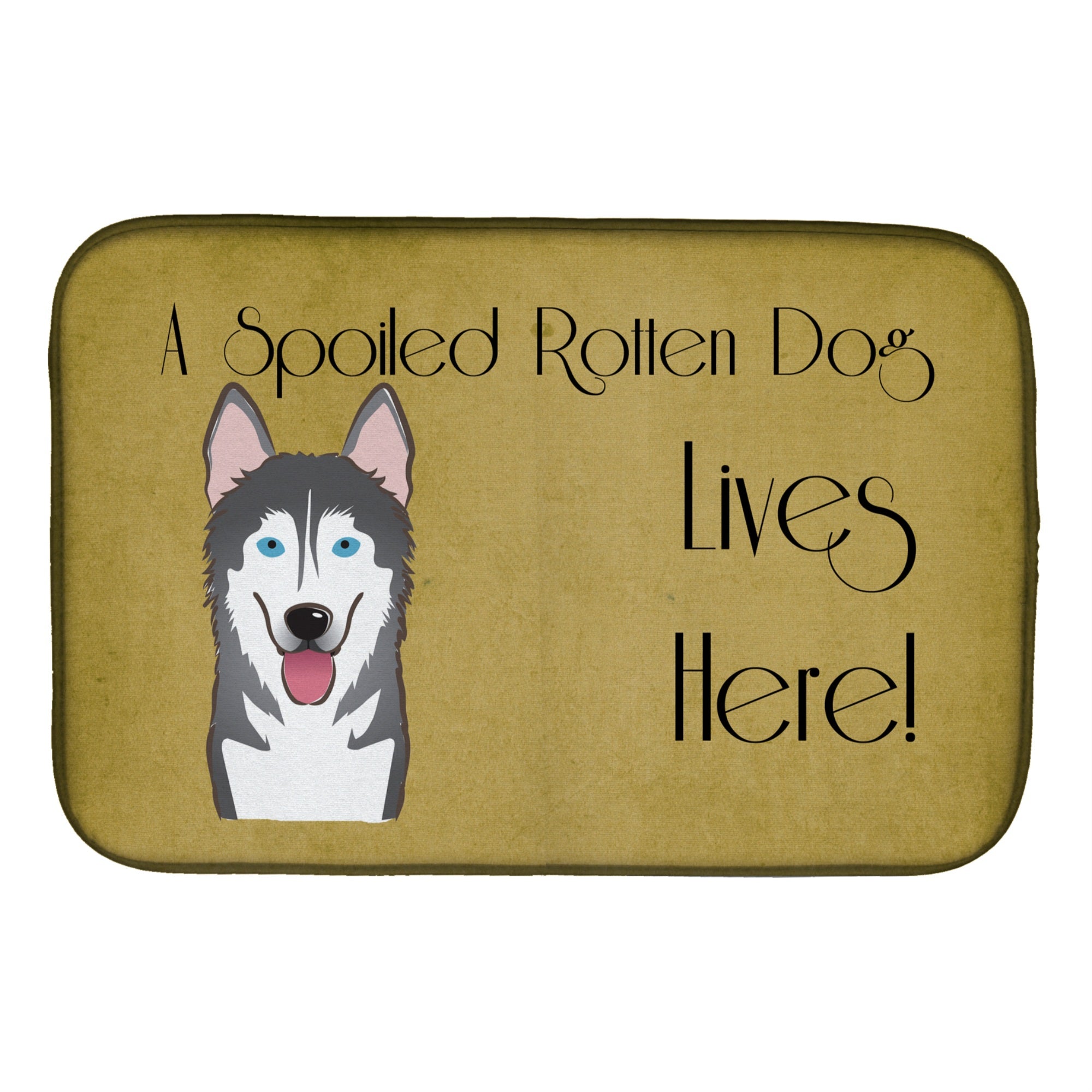Caroline'S Treasures Alaskan Malamute Spoiled Dog Lives Here Dish Drying Mat, 14 X 21