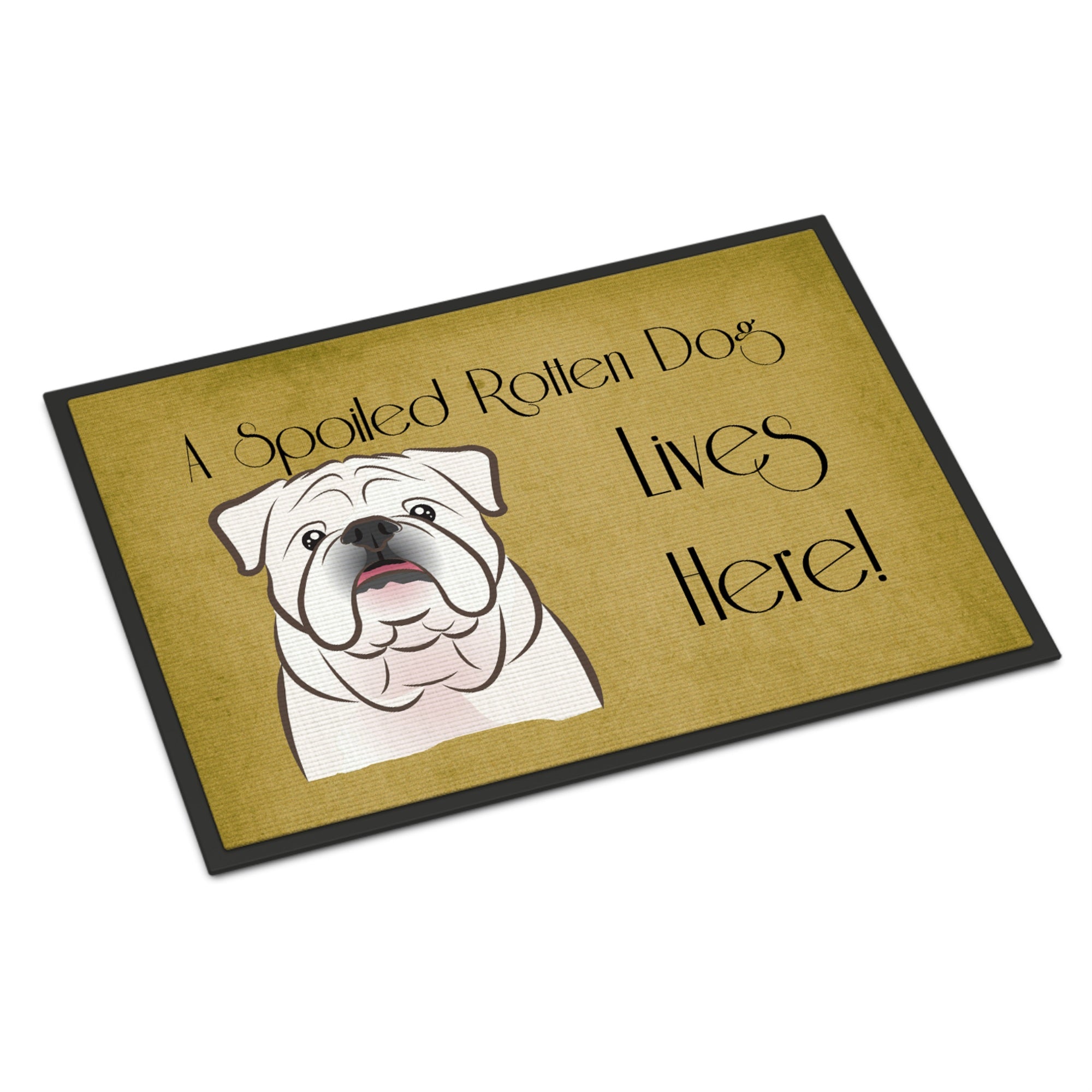 Caroline'S Treasures Bb1468Jmat White English Bulldog Spoiled Dog Lives Here Indoor Or Outdoor Mat, 24 X 36, Multicolor