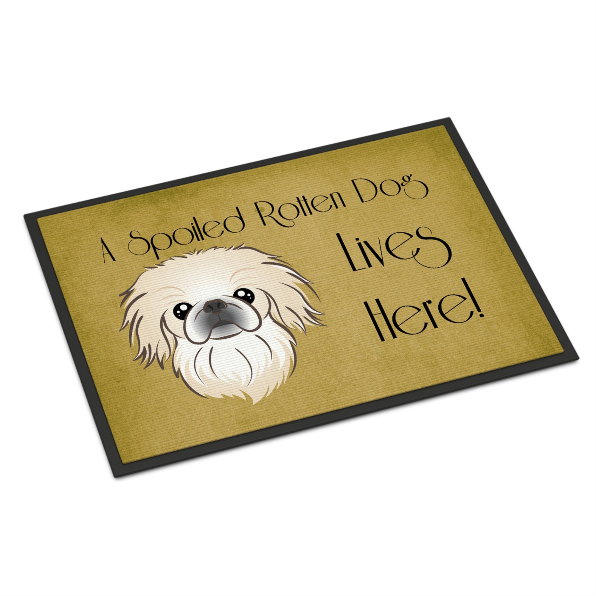 Caroline'S Treasures Bb1469Mat Pekingese Spoiled Dog Lives Here Indoor Or Outdoor Mat, 18 X 27, Multicolor