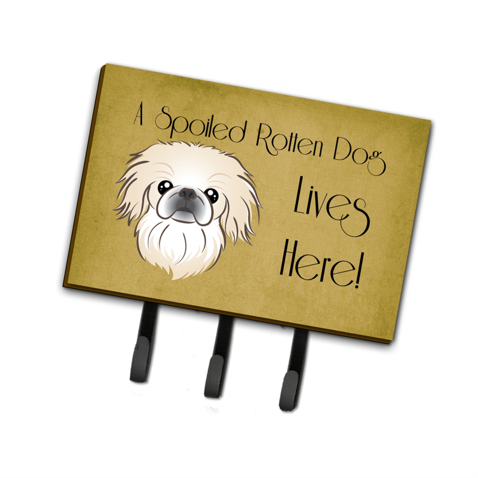 Caroline'S Treasures Bb1469Th68 Pekingese Spoiled Dog Lives Here Leash Or Key Holder, Large, Multicolor