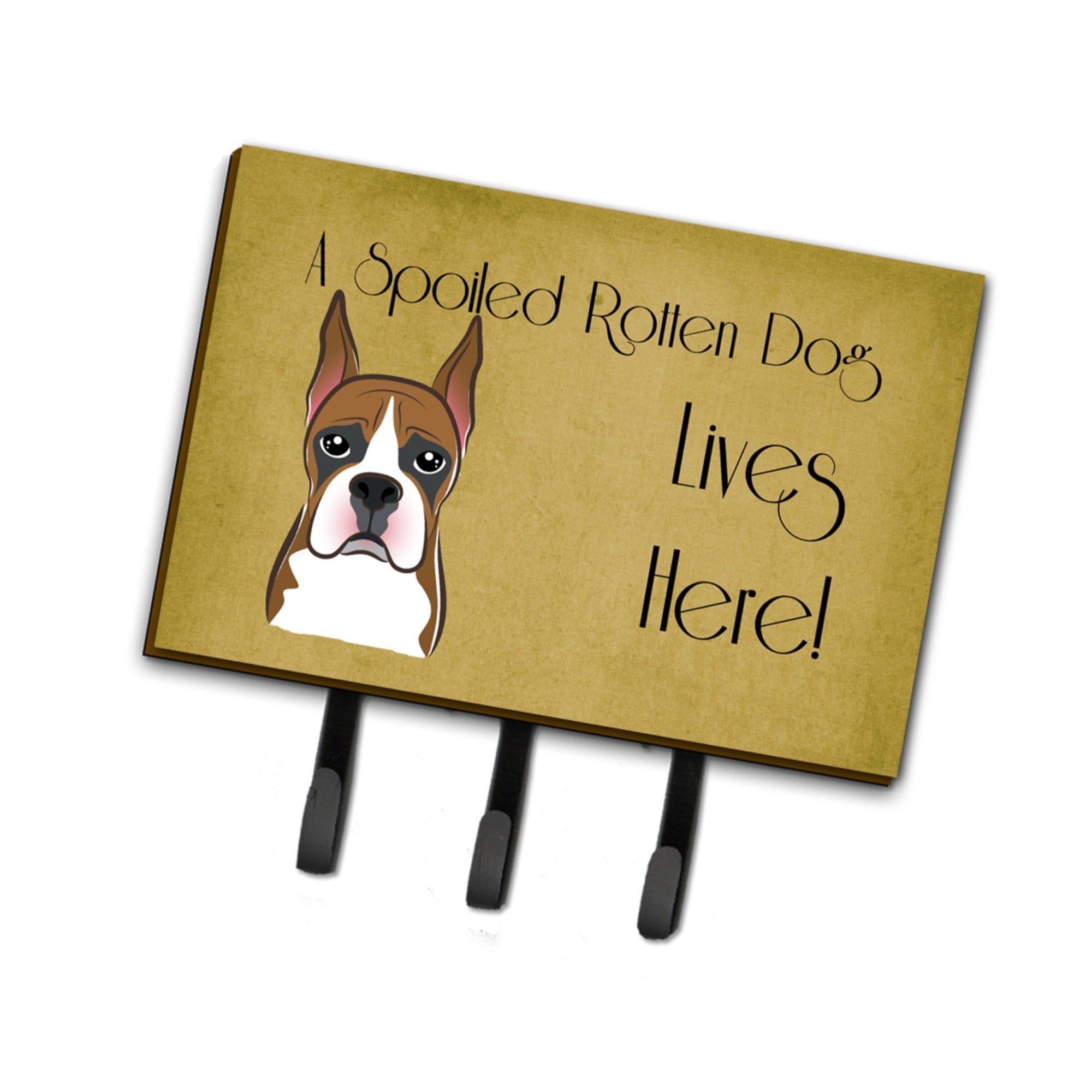 Caroline'S Treasures Bb1471Th68 Boxer Spoiled Dog Lives Here Leash Or Key Holder, Large, Multicolor