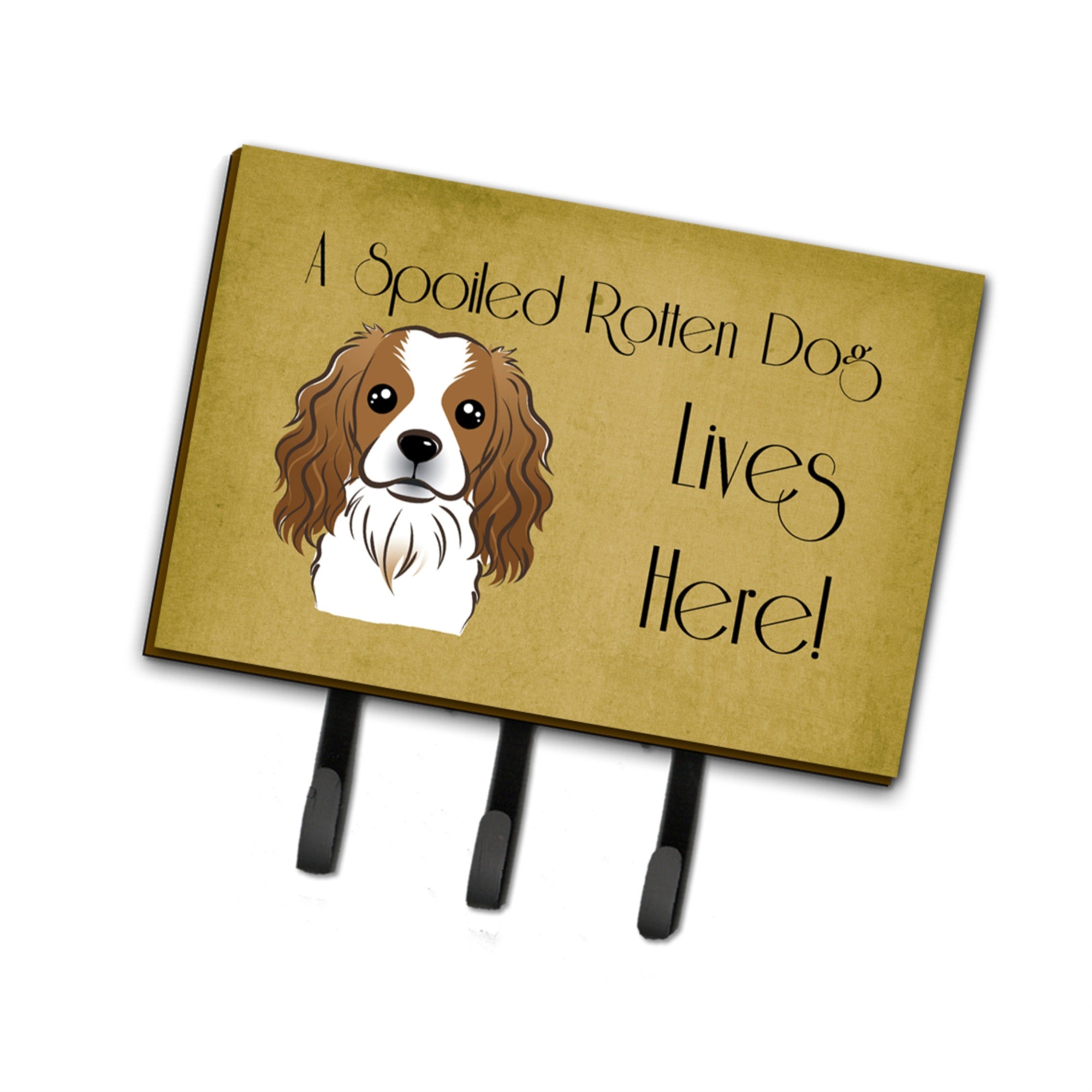Caroline'S Treasures Bb1472Th68 Cavalier Spaniel Spoiled Dog Lives Here Leash Or Key Holder, Large, Multicolor