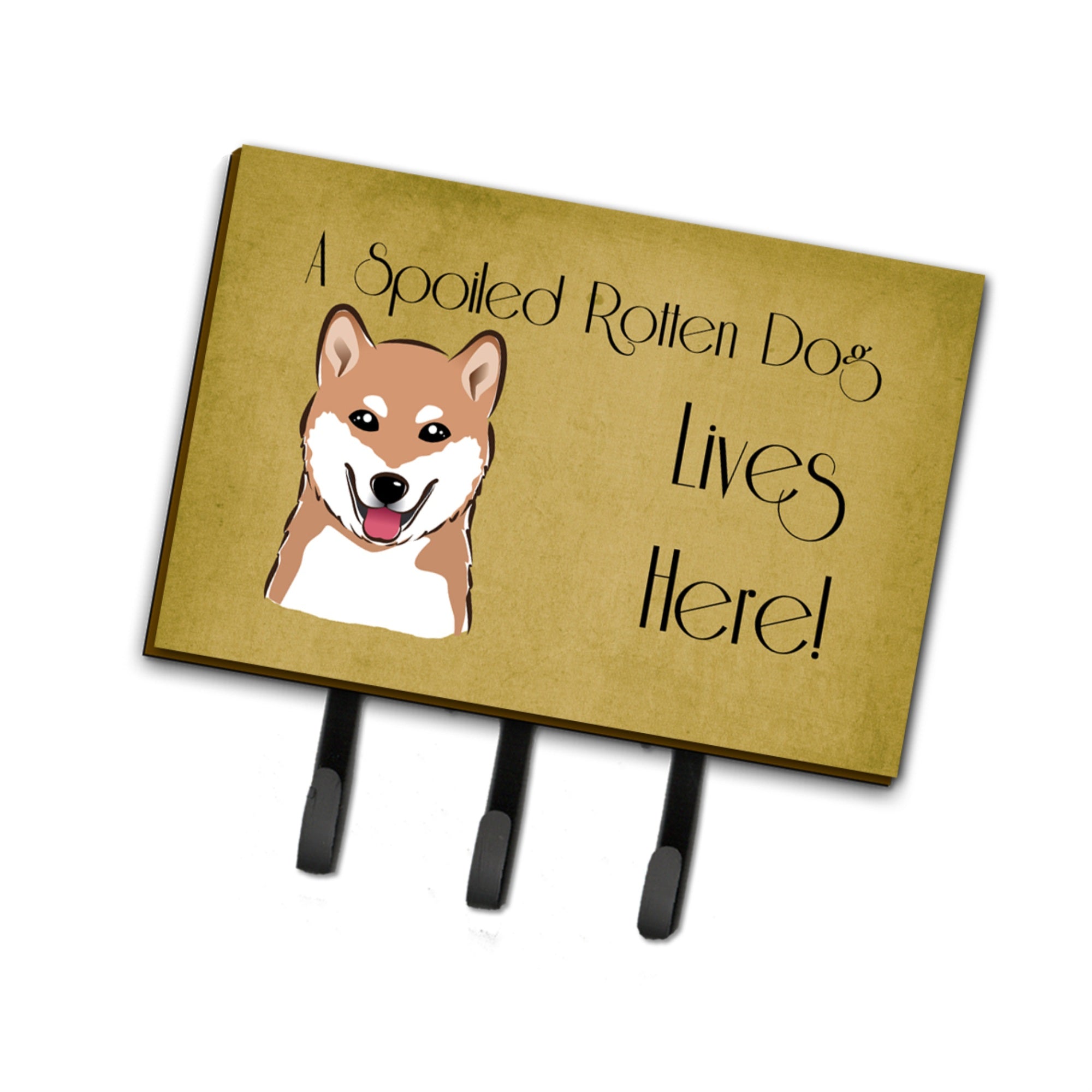 Caroline'S Treasures Bb1473Th68 Shiba Inu Spoiled Dog Lives Here Leash Or Key Holder, Large, Multicolor