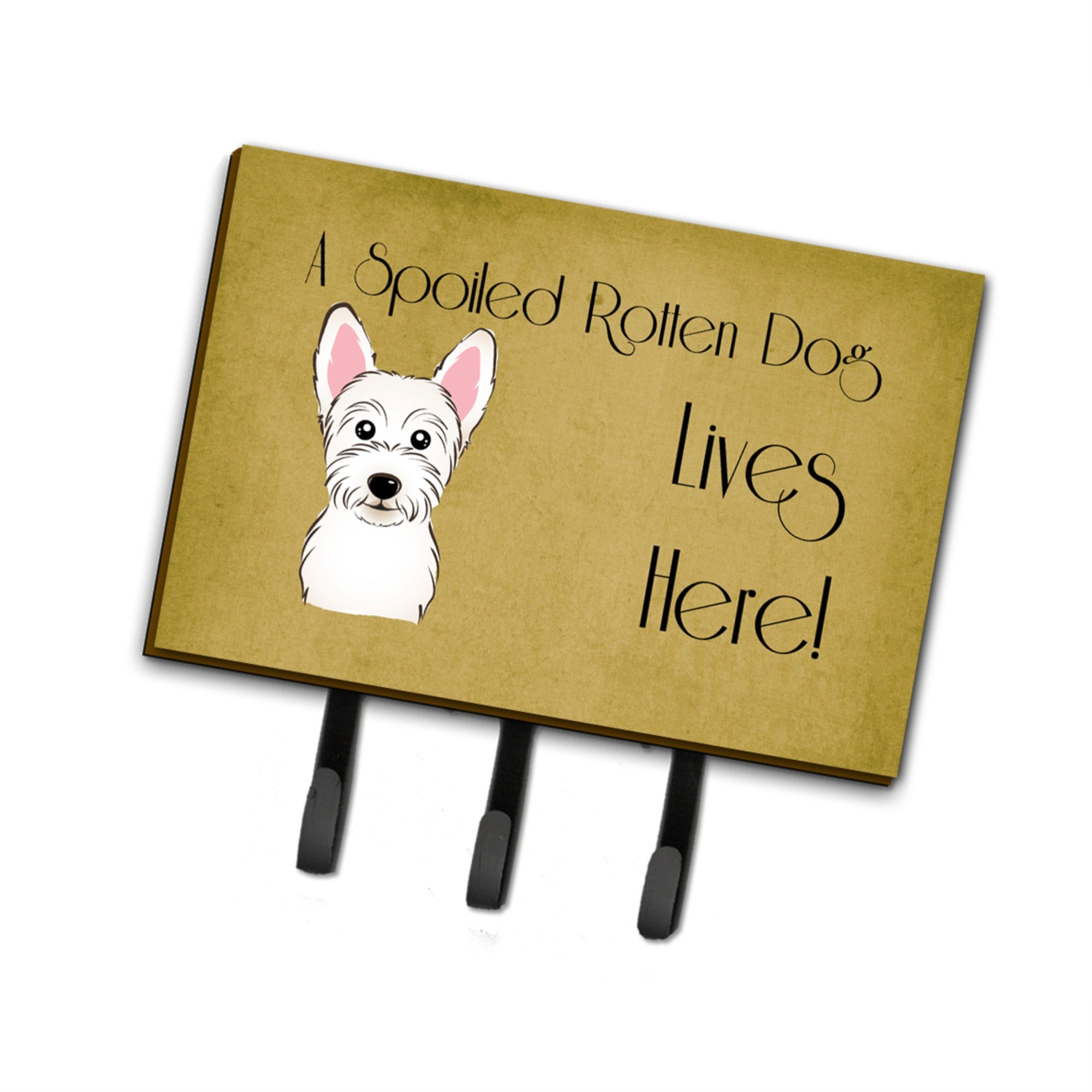 Caroline'S Treasures Bb1474Th68 Westie Spoiled Dog Lives Here Leash Or Key Holder, Large, Multicolor