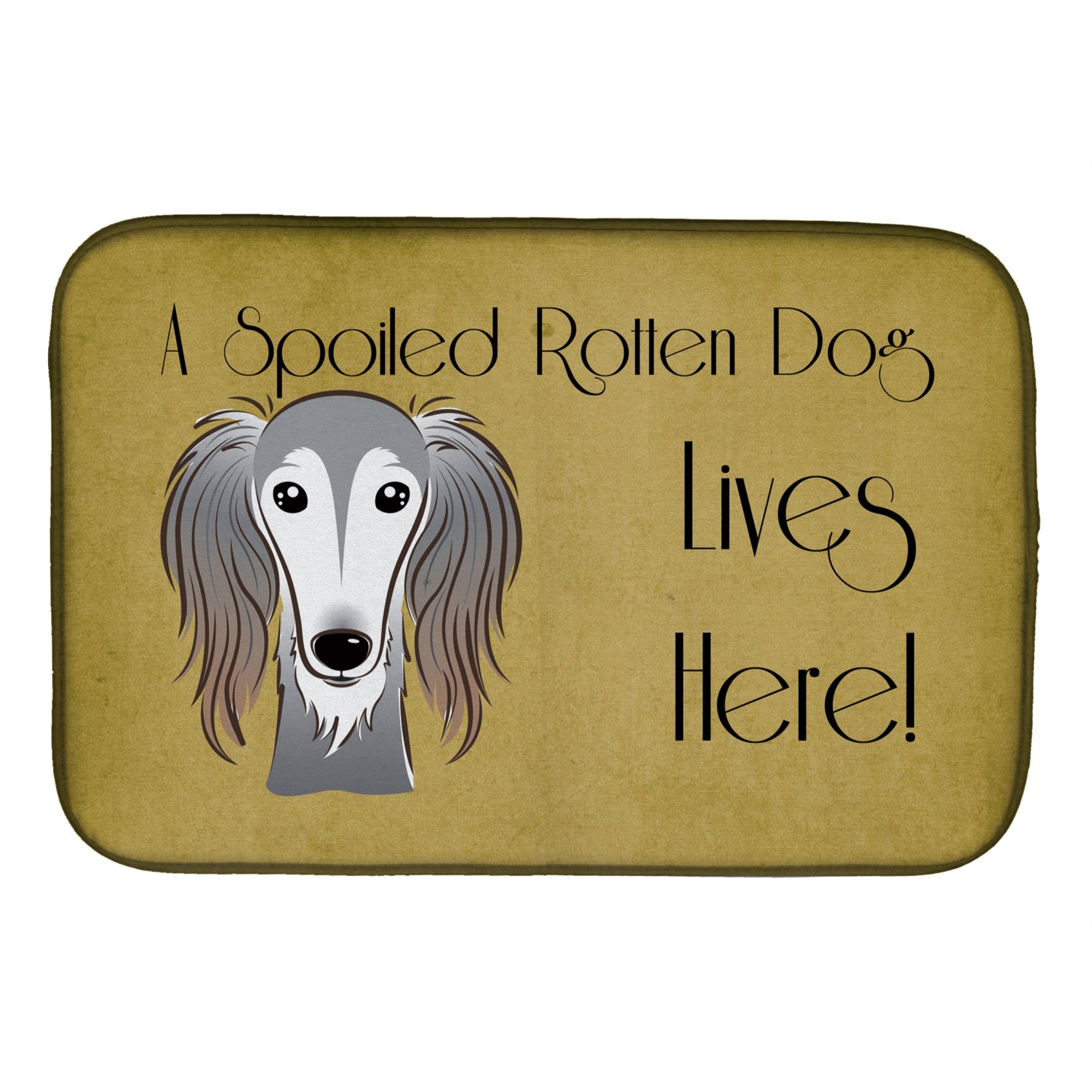 Caroline'S Treasures Saluki Spoiled Dog Lives Here Dish Drying Mat, 14 X 21