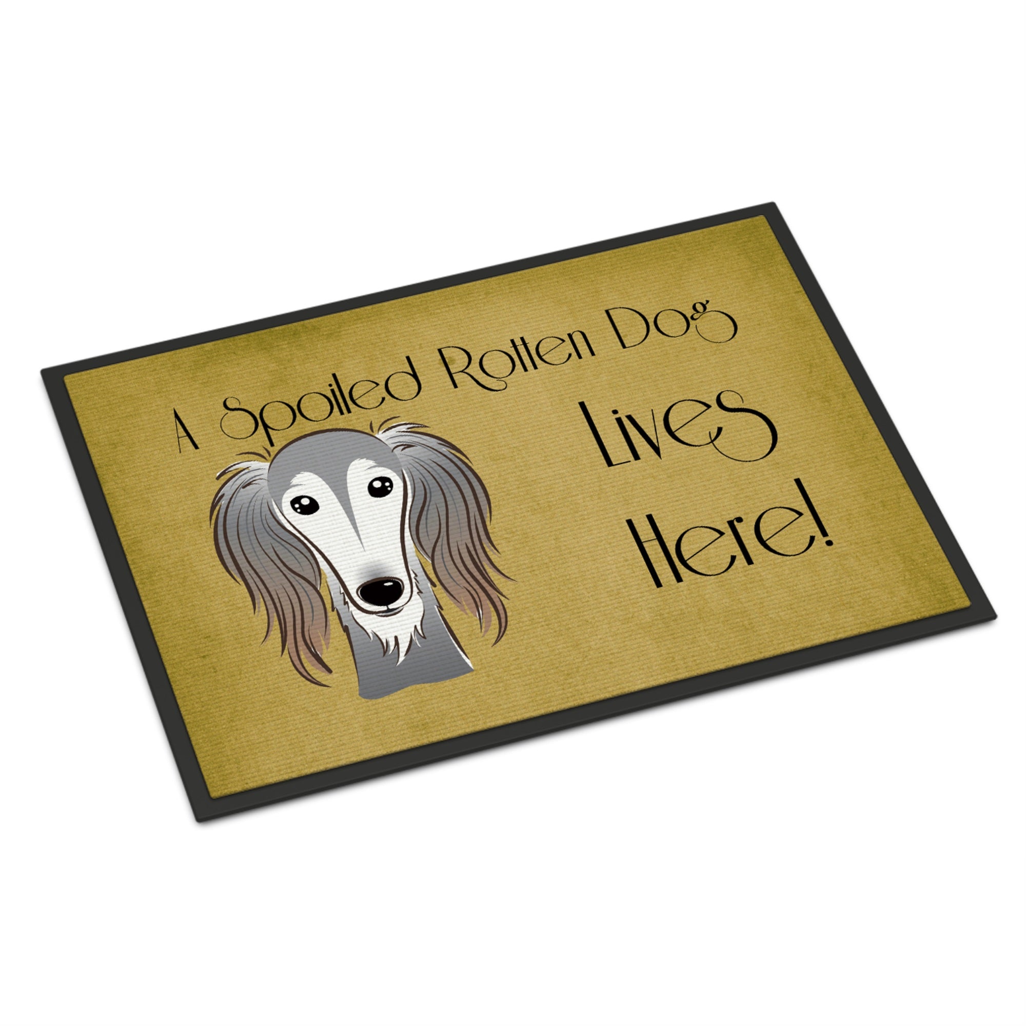 Caroline'S Treasures Bb1477Mat Saluki Spoiled Dog Lives Here Indoor Or Outdoor Mat, 18 X 27, Multicolor