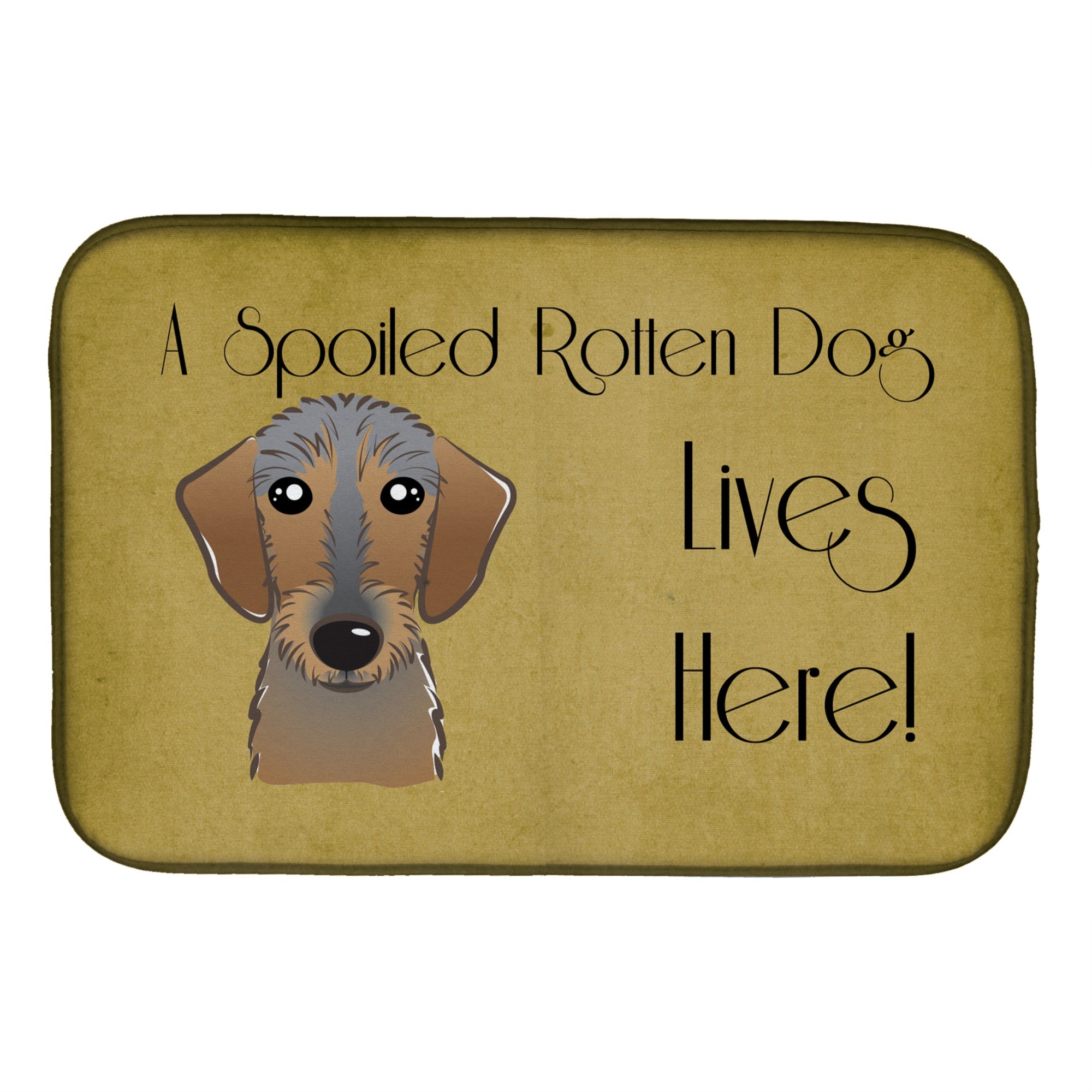 Caroline'S Treasures Wirehaired Dachshund Spoiled Dog Lives Here Dish Drying Mat, 14 X 21