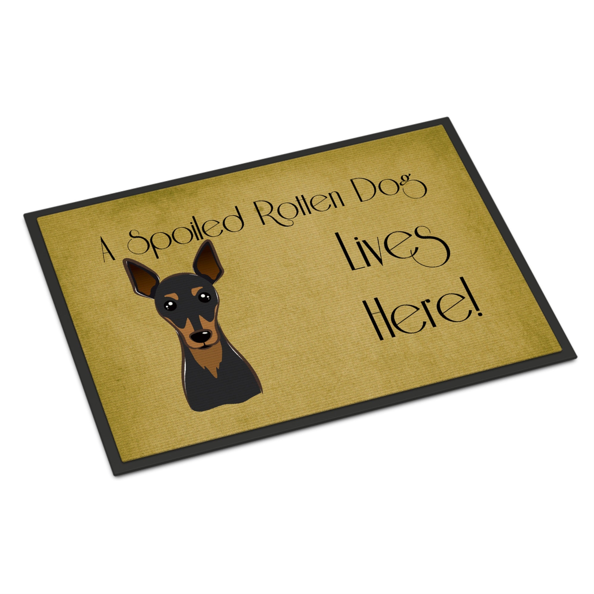 Caroline'S Treasures Bb1488Jmat Min Pin Spoiled Dog Lives Here Indoor Or Outdoor Mat, 24 X 36, Multicolor