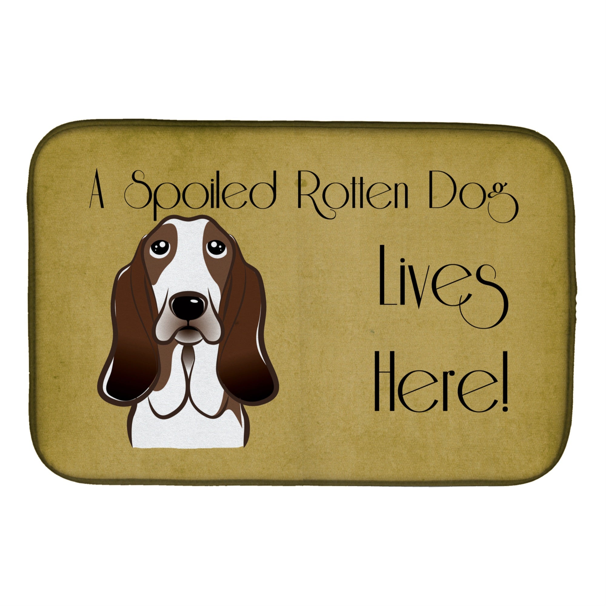 Caroline'S Treasures Basset Hound Spoiled Dog Lives Here Dish Drying Mat, 14 X 21
