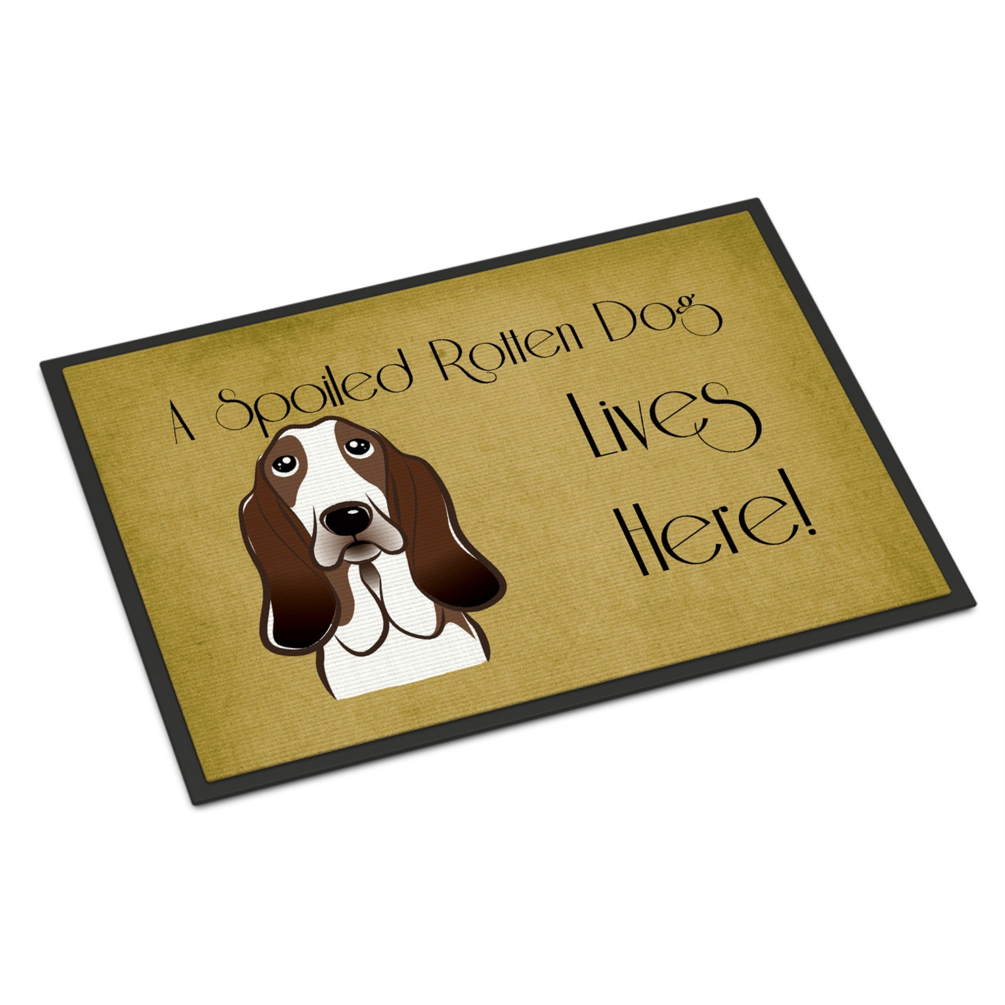 Caroline'S Treasures Bb1491Mat Basset Hound Spoiled Dog Lives Here Indoor Or Outdoor Mat, 18 X 27, Multicolor