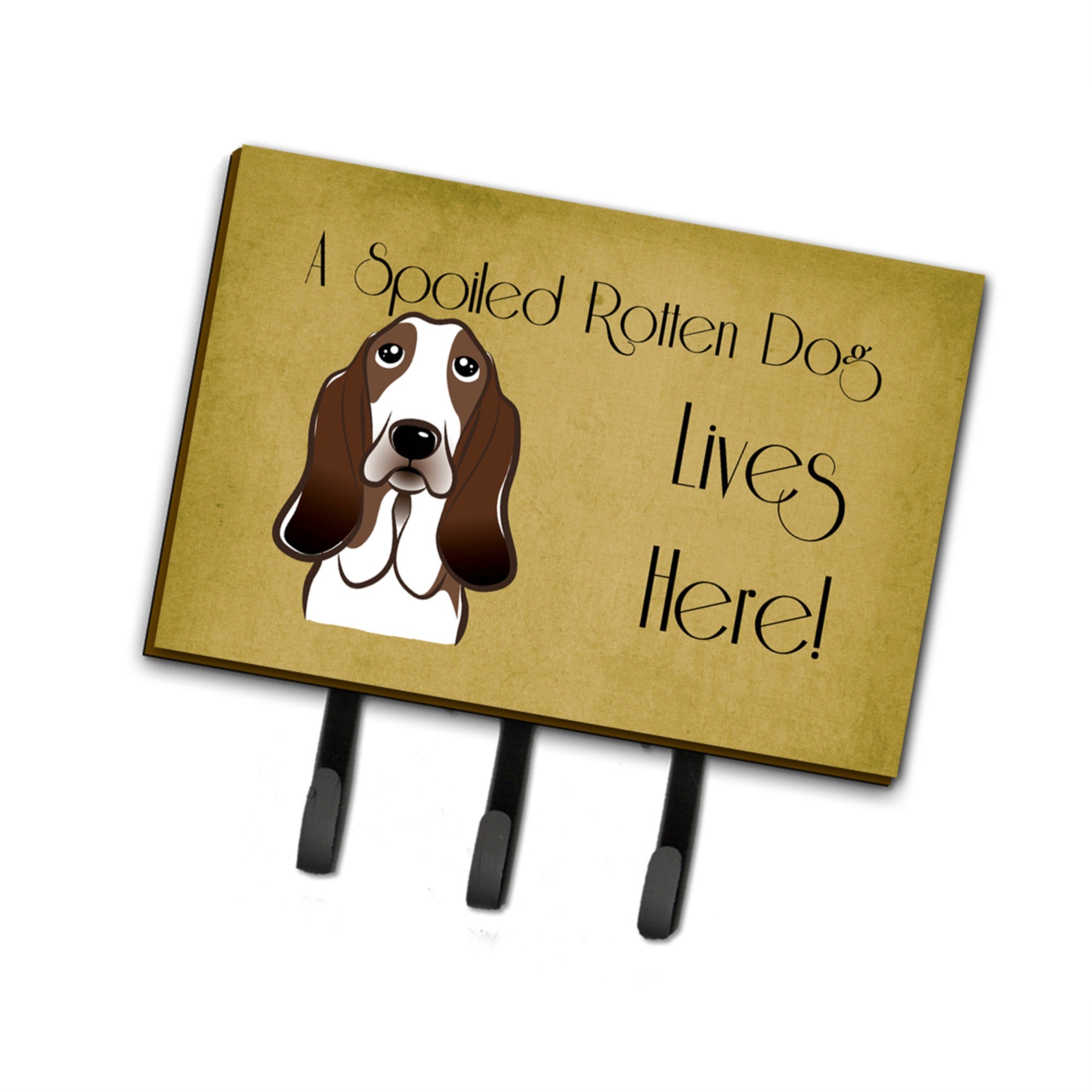 Caroline'S Treasures Bb1491Th68 Basset Hound Spoiled Dog Lives Here Leash Or Key Holder, Large, Multicolor