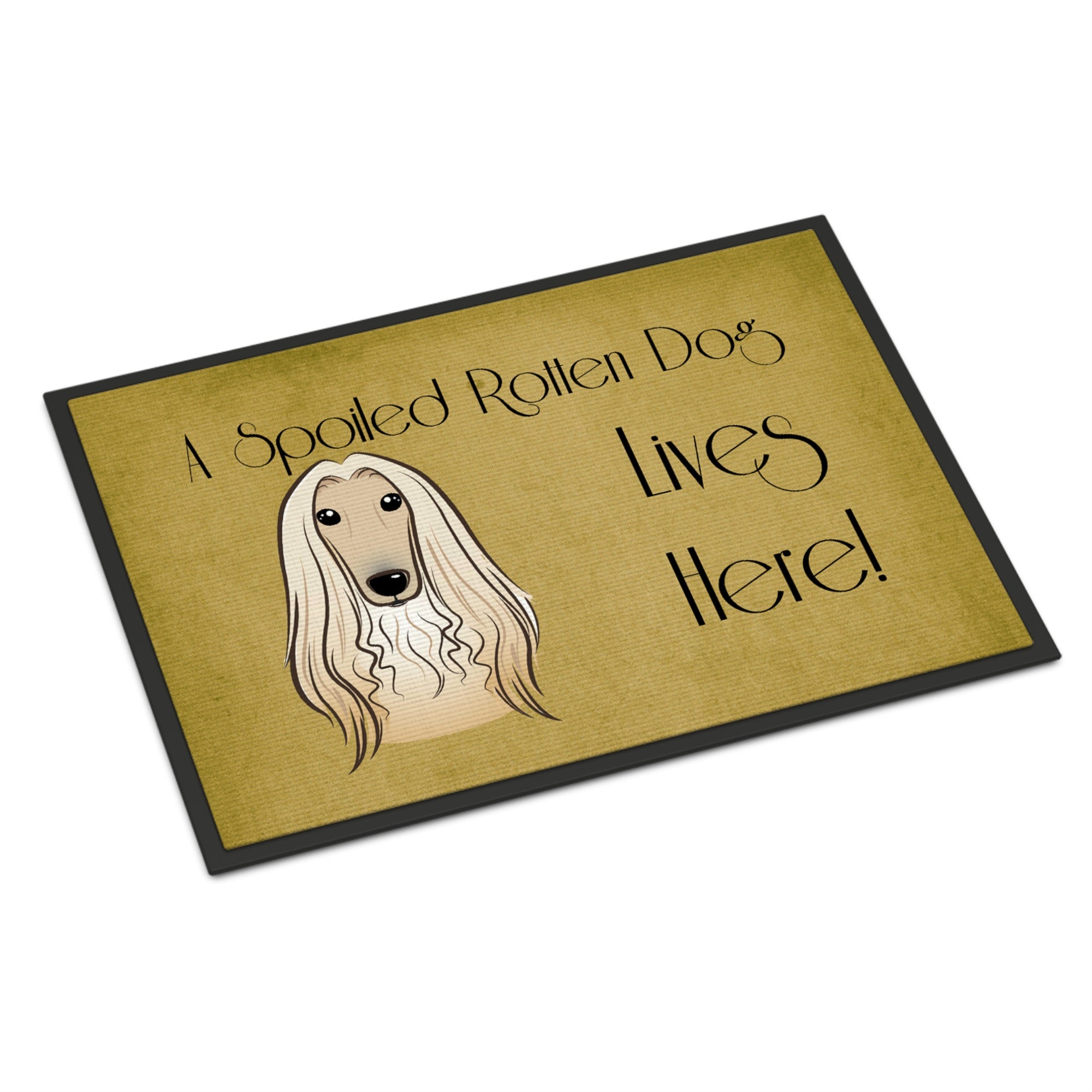 Caroline'S Treasures Bb1492Mat Afghan Hound Spoiled Dog Lives Here Indoor Or Outdoor Mat, 18 X 27, Multicolor